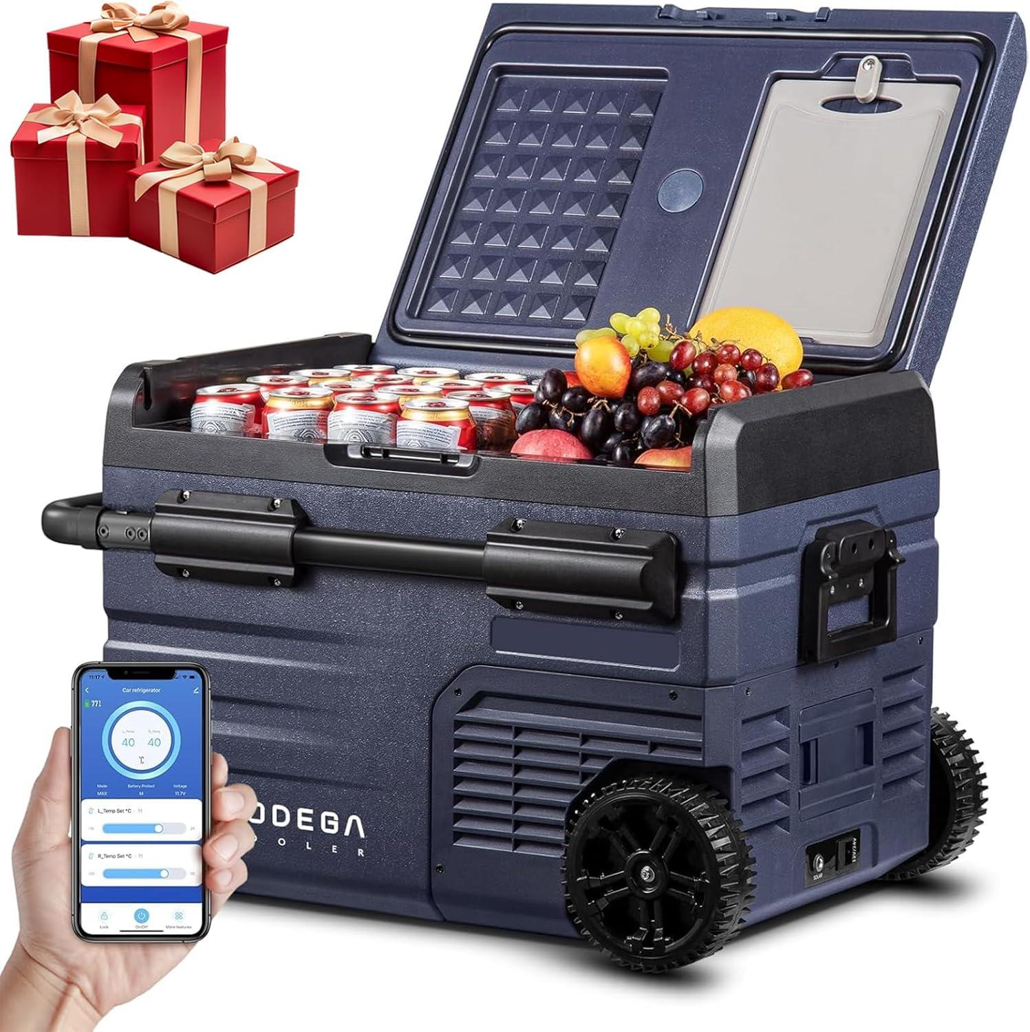 BODEGA 12 Volt 37 Qt. Portable Car Refrigerator, Car Freezer for Outdoor, Camping, Travel, RV,APP Control