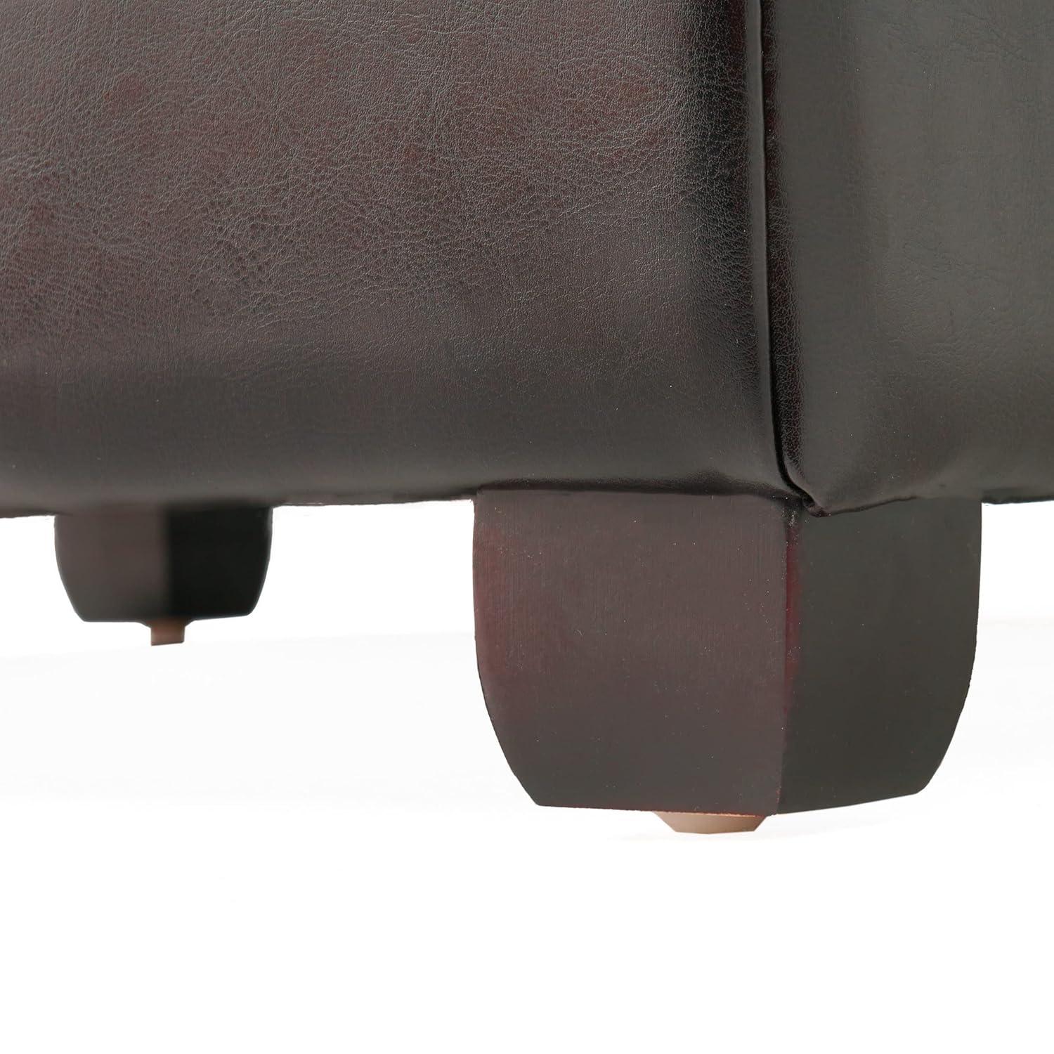 Christopher Knight Home Canyons Bonded Leather Storage Ottoman Dark Brown: Upholstered Bench, Hardwood Frame