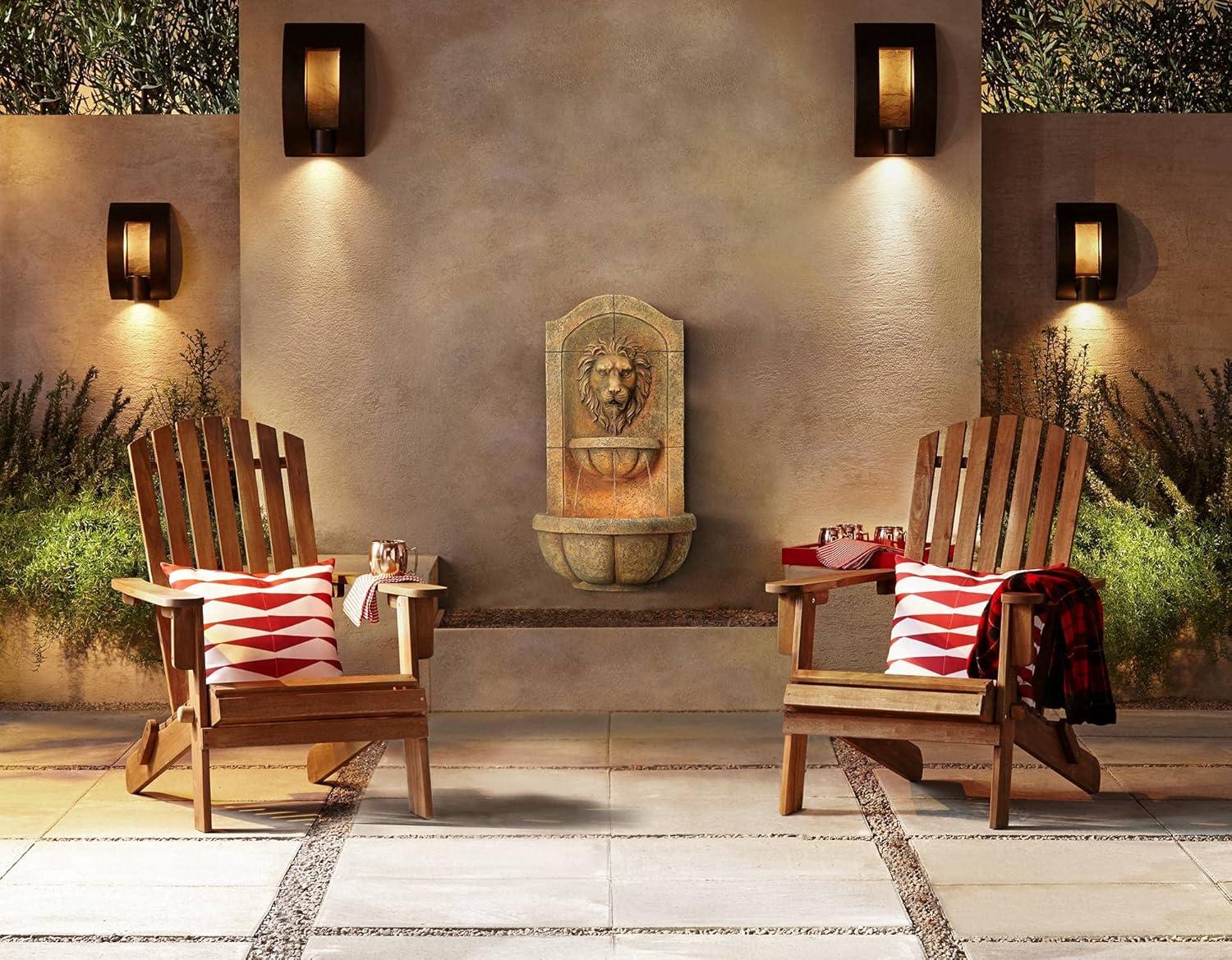 Franklin Iron Works Framed Slate 16" High Modern Outdoor Wall Light Fixture Mount Porch House Exterior 3-Light Weatherproof Bronze Finish Metal