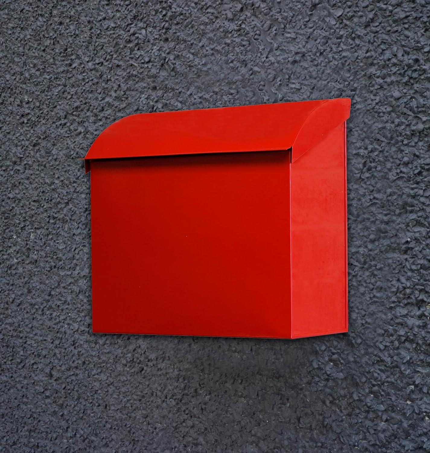 NACH Baxter High Capacity Parcel Mailbox - Wall Mount Mailboxes for Outside, Rust Resistant Galvanized Metal Mailbox - Red Mailbox- 12.4”x7.1”x11.8, MB-7000RED