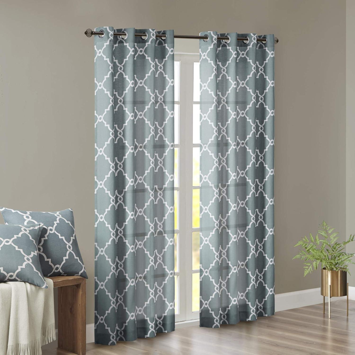 Madison Park Fretwork Print Grommet Top Single Window Curtain Panel