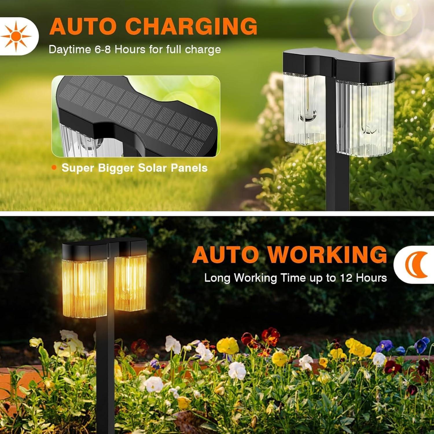 ELECLINK Solar Pathway Lights Outdoor, 2 Pack Upgraded Solar Lights Outdoor Waterproof, Bright Up to 15 Hrs Auto On/Off Garden Light for Yard Patio Lawn Path Walkway Driveway Outside Decor KEF16