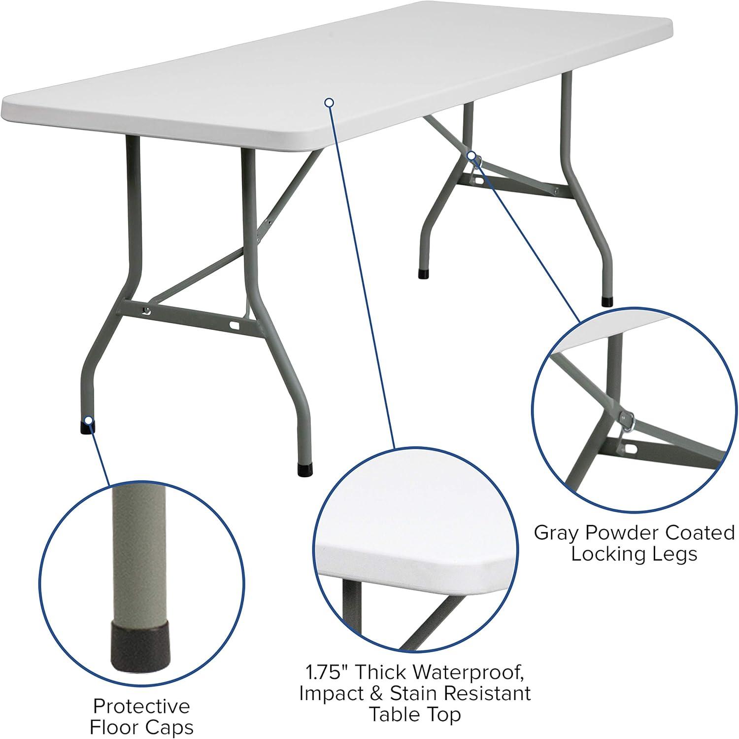Flash Furniture 6-Foot Granite White Plastic Folding Table