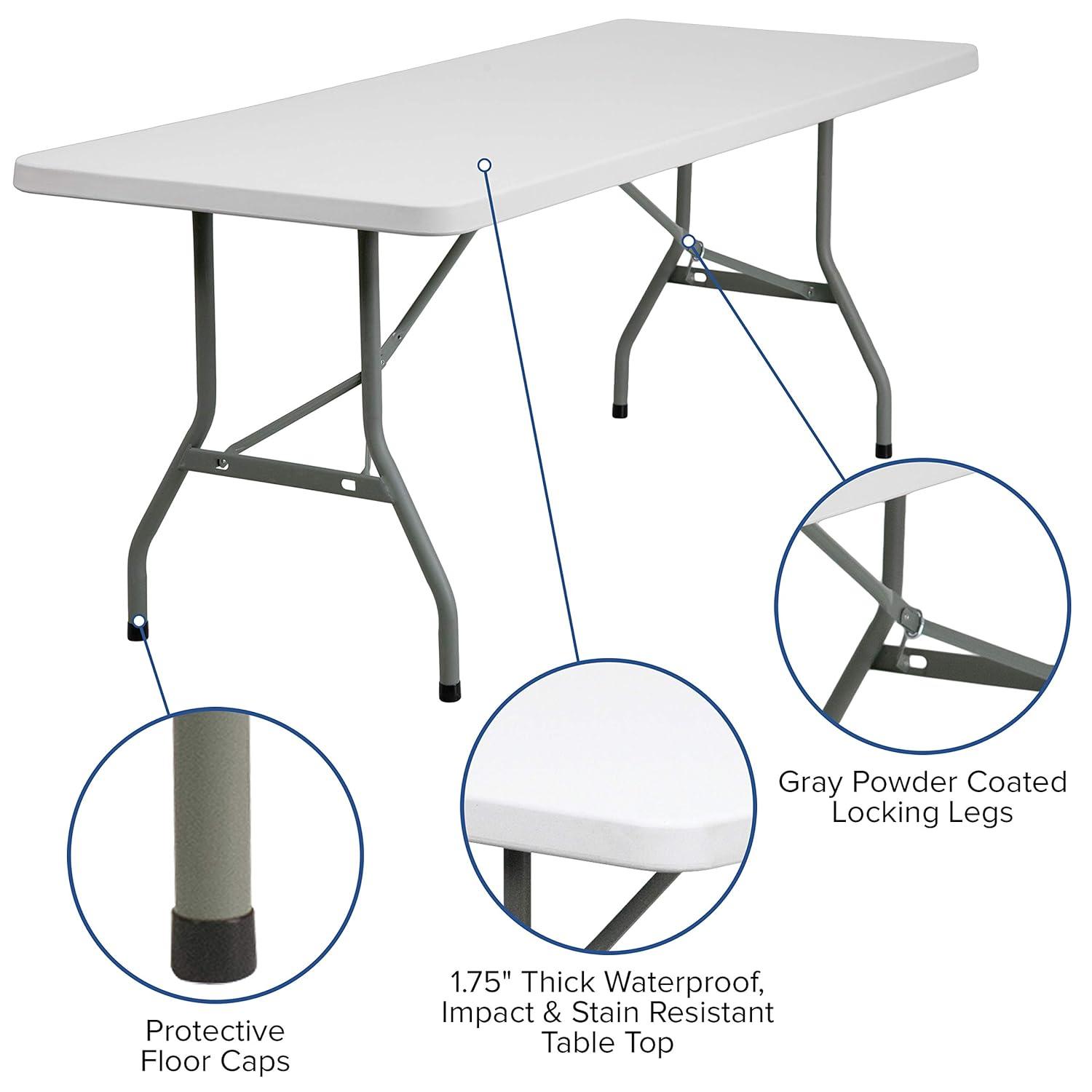 Flash Furniture 6-Foot Granite White Plastic Folding Table