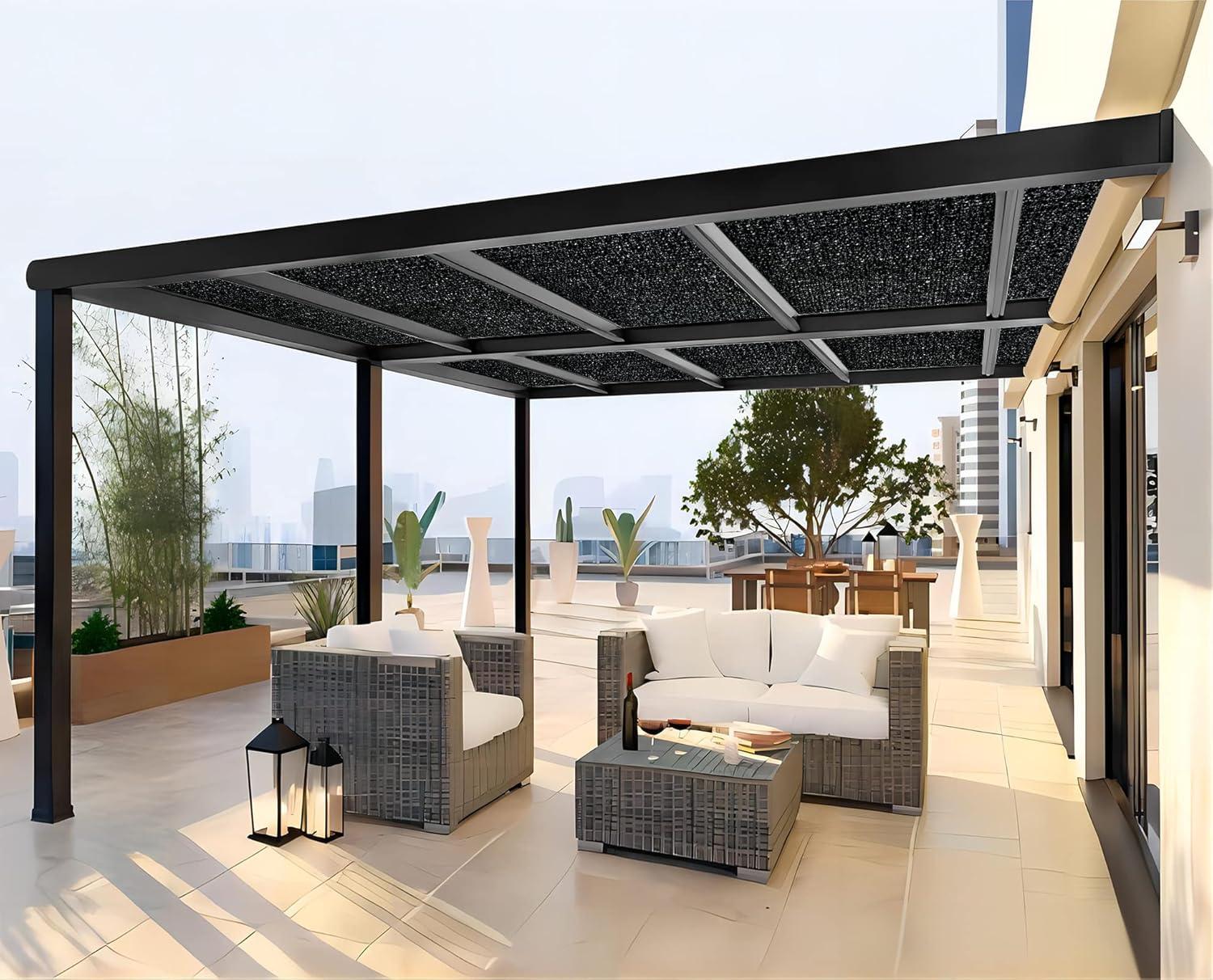 LcXctD 90% Shade Fabric Sun Shade Cloth Taped Edge with Grommets Sun-Block Mesh Shade for Pergola Cover Canopy 8’ x 12’, Black