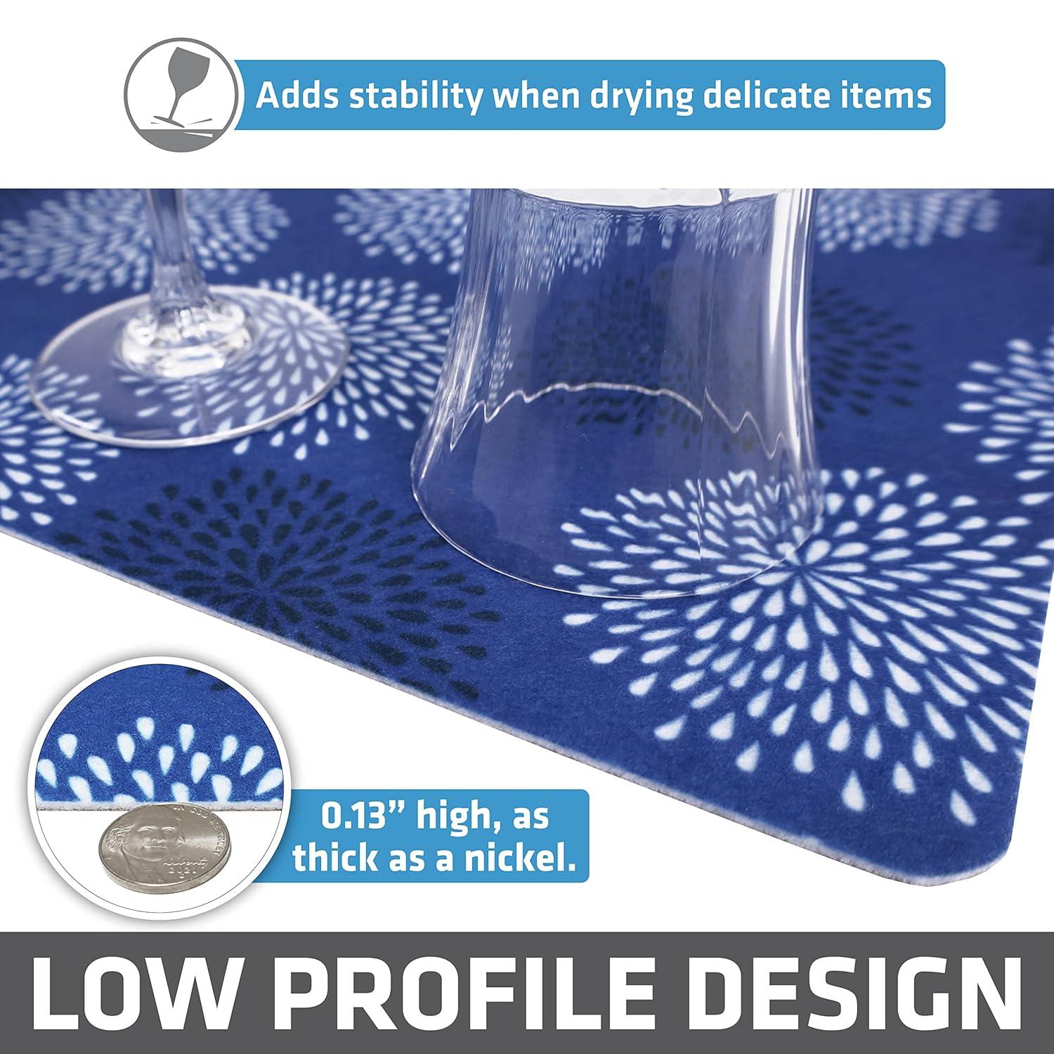 Drymate XL Dish Drying Mat, Kitchen Drip Pad - Absorbent, Waterproof, Slip-Resistant, Machine Washable (19" x 24") (Medicine Blue) (USA Made)