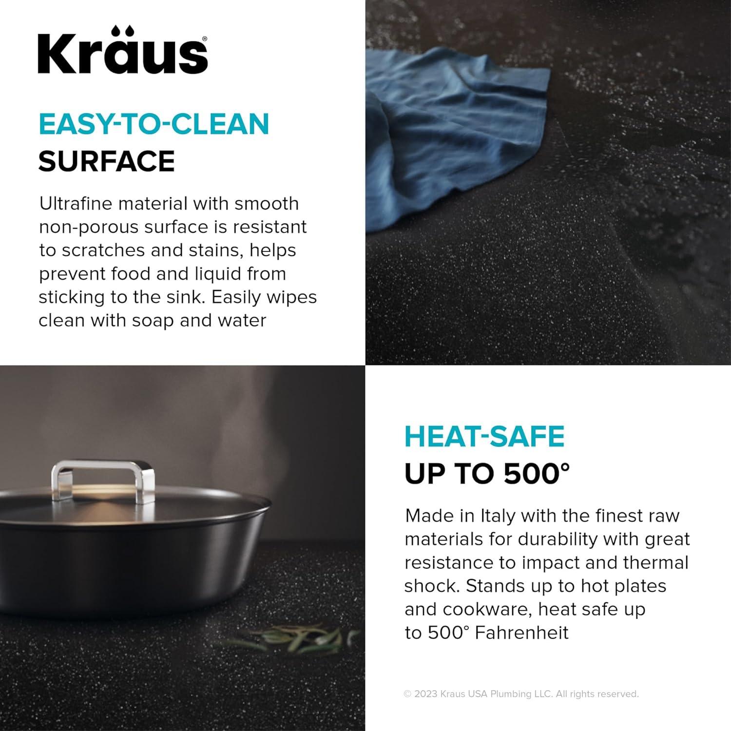 KRAUS Bellucci Granite Composite Workstation Drop-In Top Mount Single Bowl Kitchen Sink with Accessories