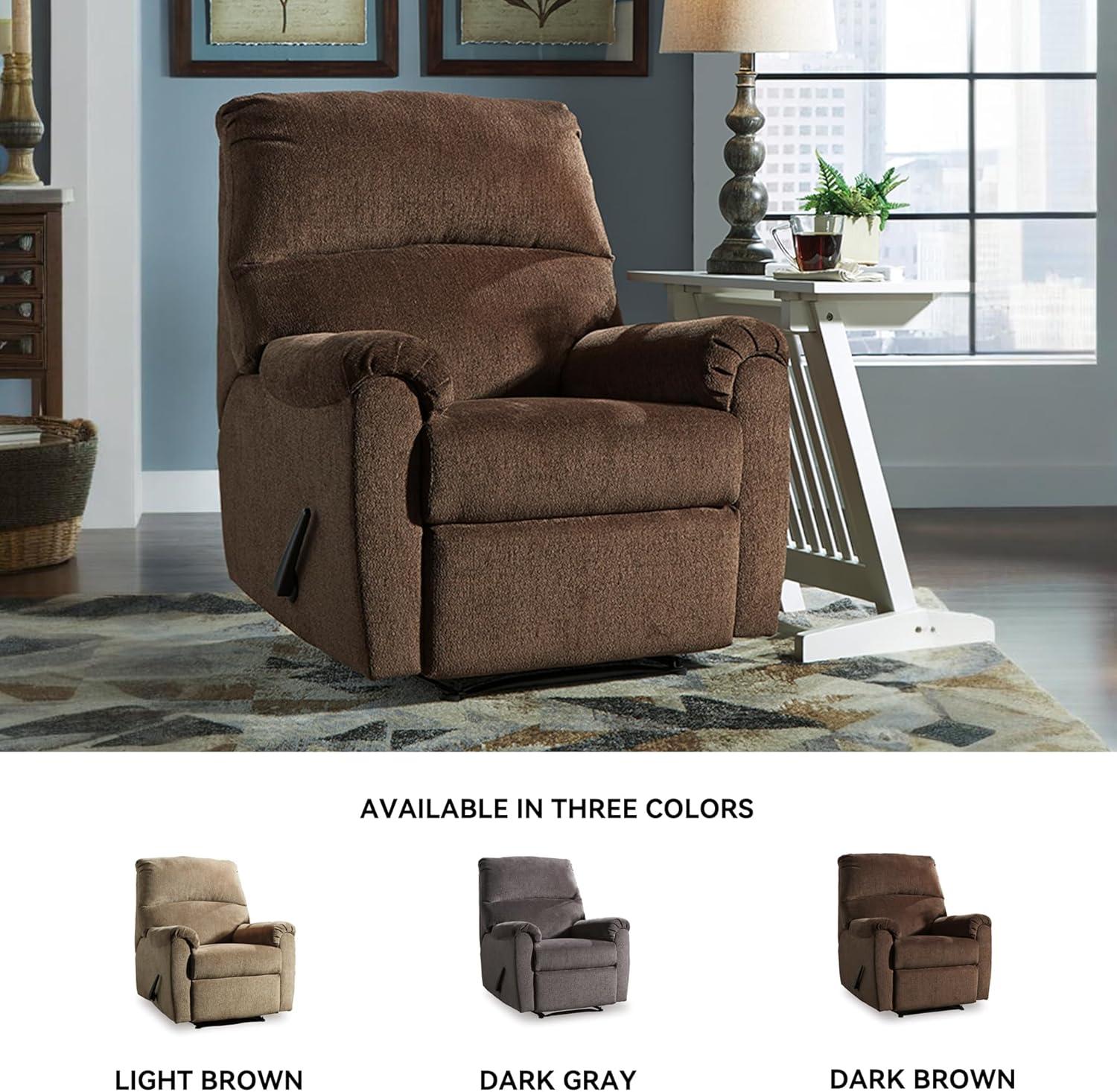 Chocolate Brown Polyester Contemporary Recliner