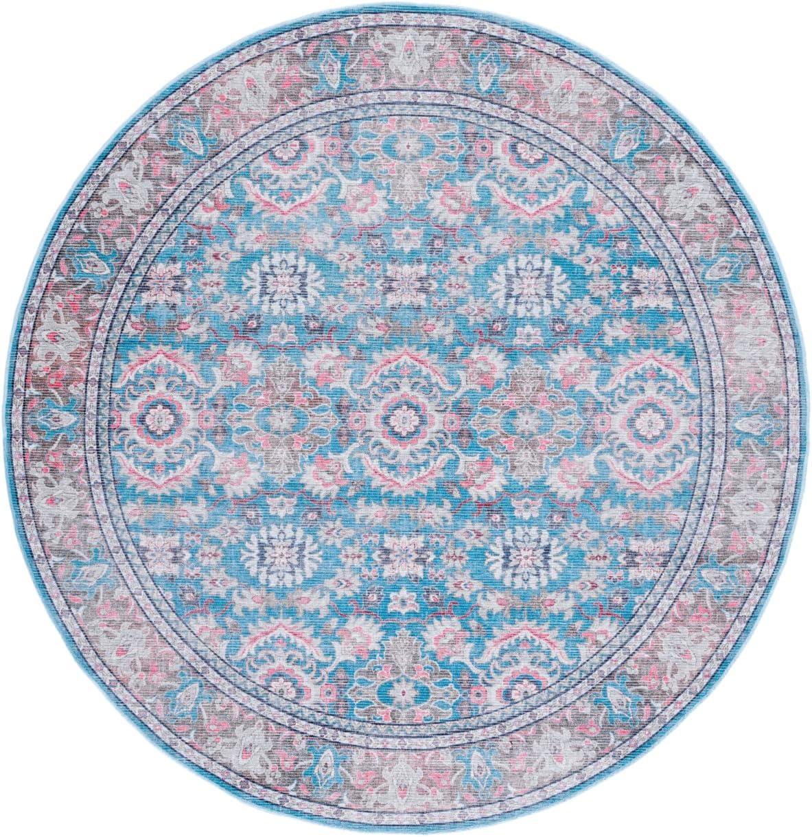 Safavieh Serapi 6'7" Round Rust and Blue Washable Area Rug