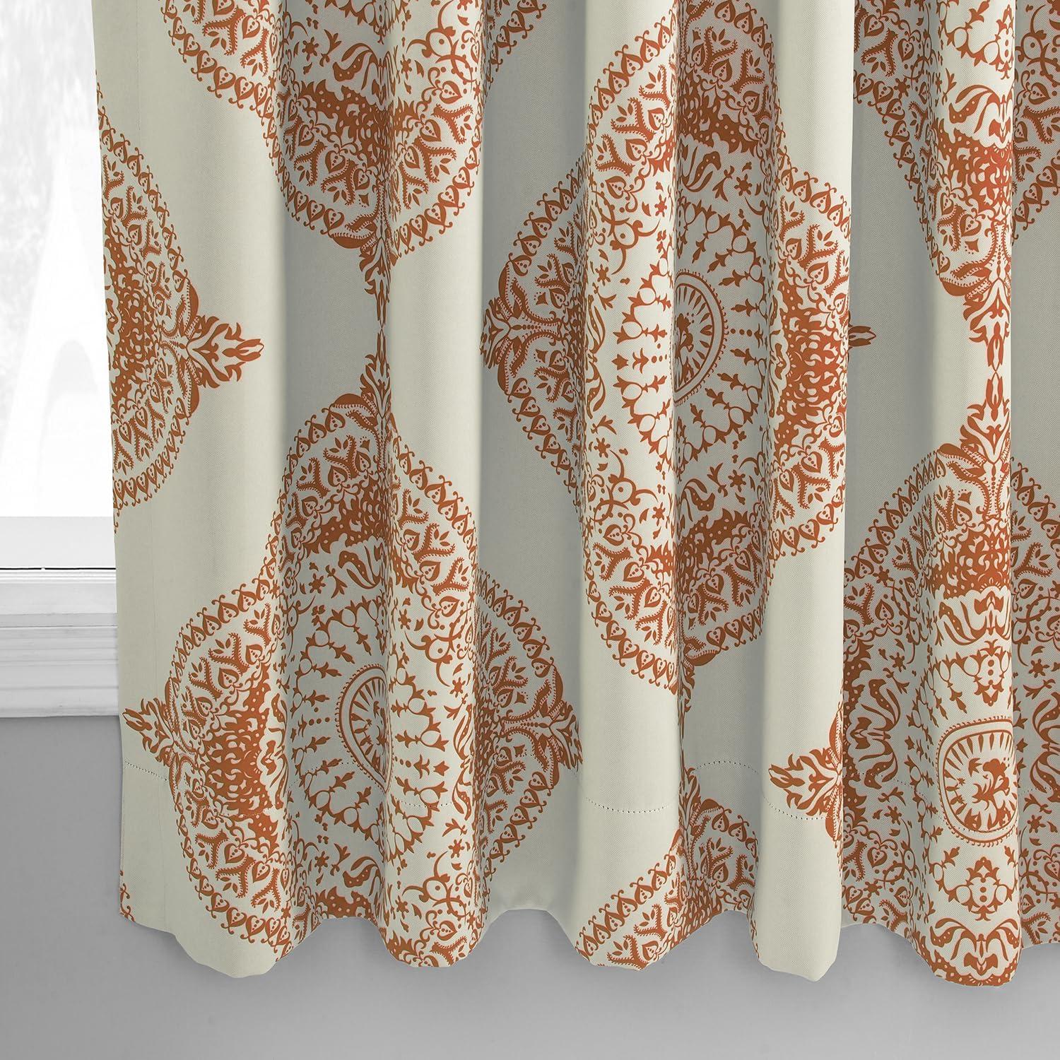 HPD Half Price Drapes Geometric Printed Rod Pocket Room Darkening Curtains for Living Room & Bedroom 50W X 63L, (1 Panel), Henna