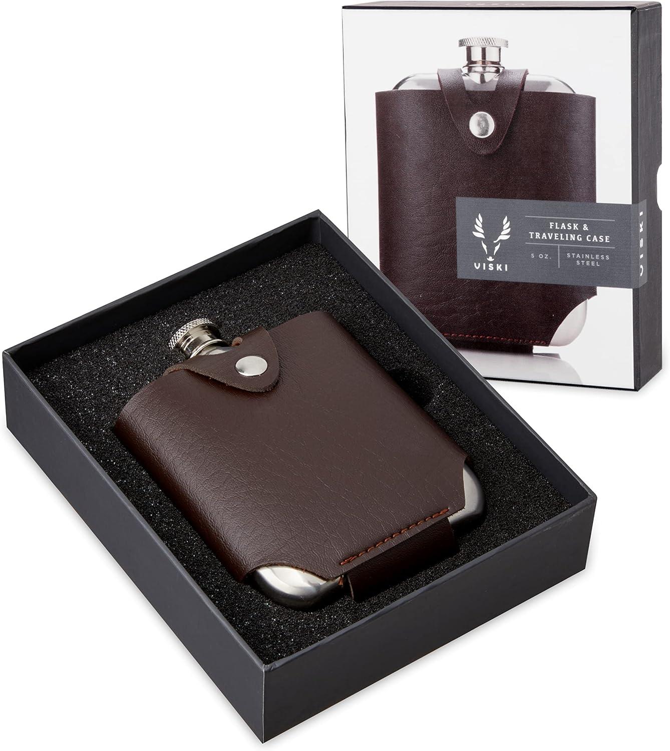 Viski Admiral Stainless Steel Flask and Traveling Case