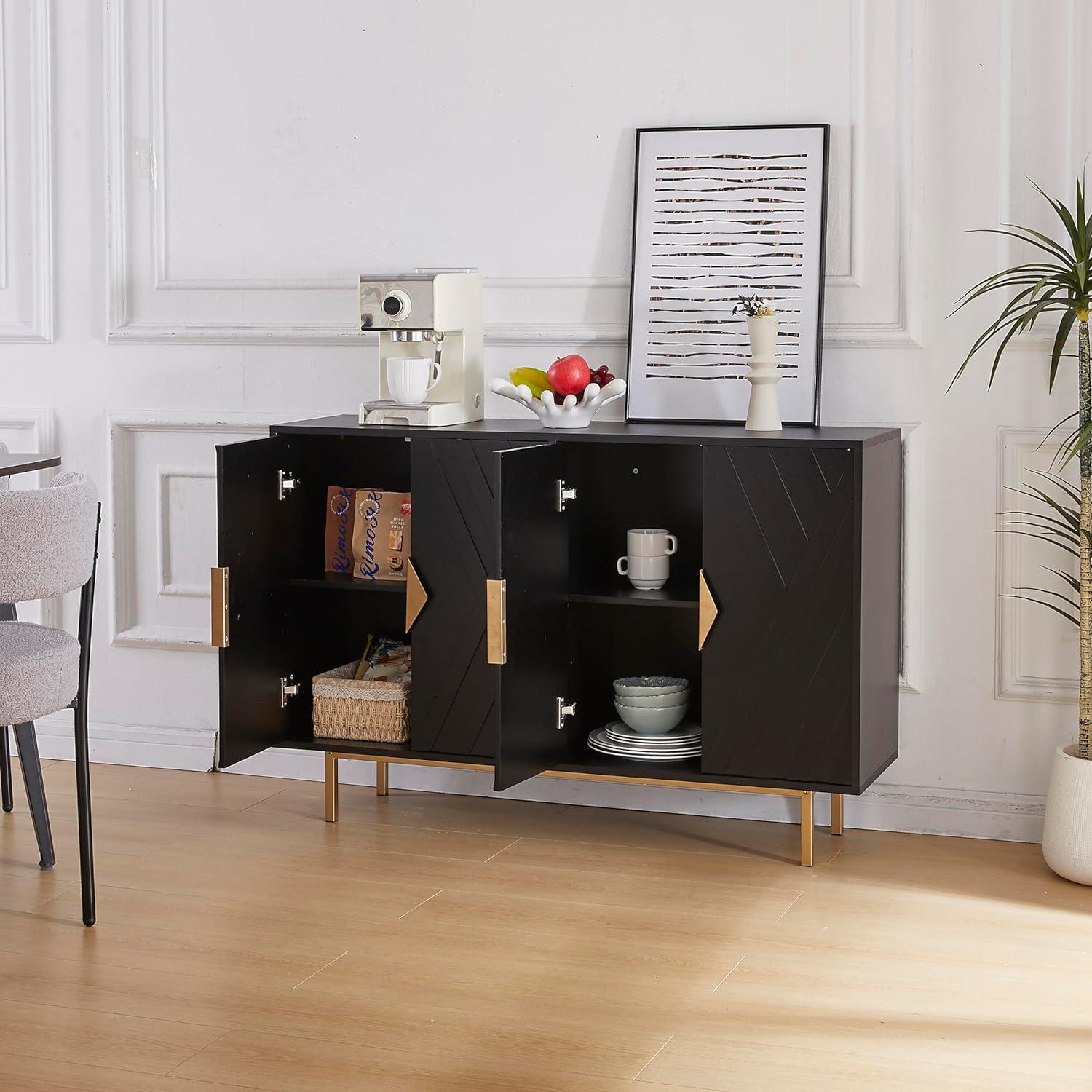 Mercer41 47.2" Accent Cabinet With 3D Geometric Doors