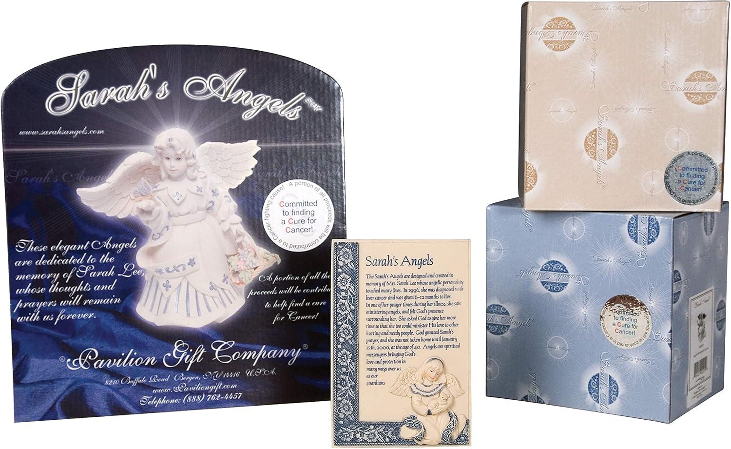 Pavilion Gift Company Angel w/Church Scene Figurine, Off-White, Blue