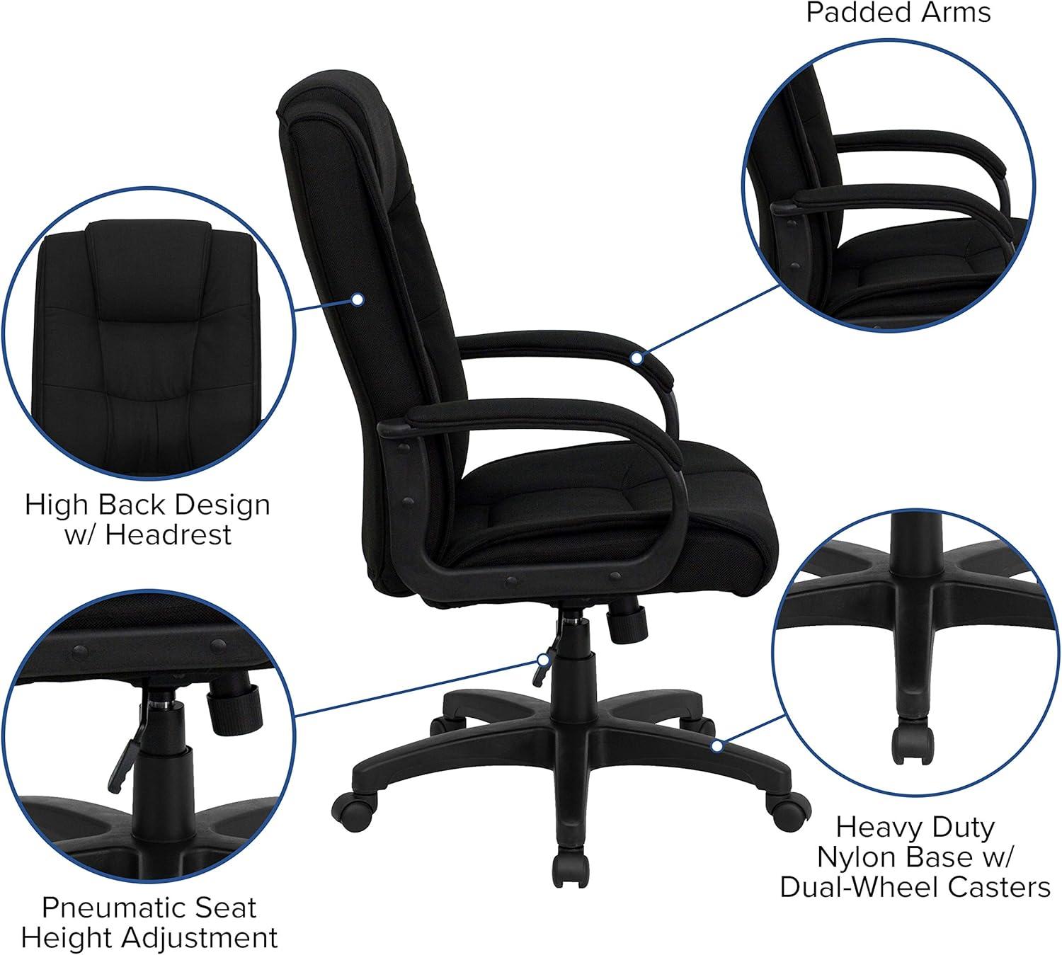 High Back Black Fabric Executive Swivel Office Chair