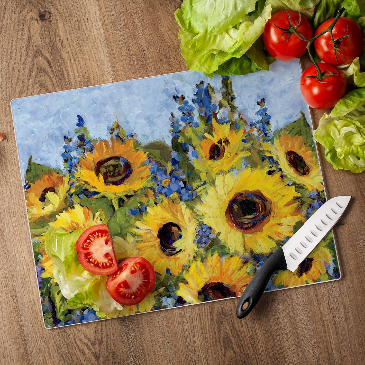 CounterArt Gallery of Sunflowers 3mm Tempered Glass Cutting Board