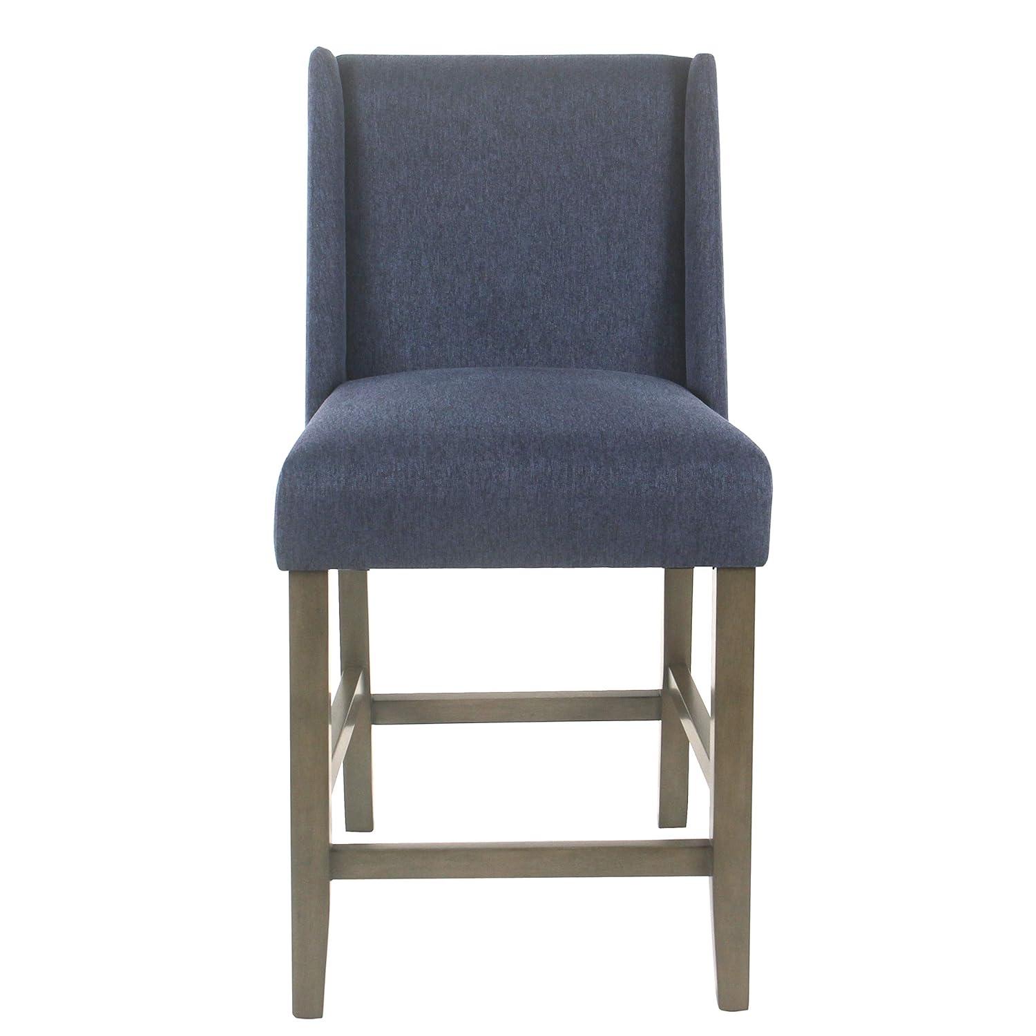 24" Curved Top Counter Height Barstool Safari Taupe - HomePop: Kitchen Seating with Back, Wood Legs