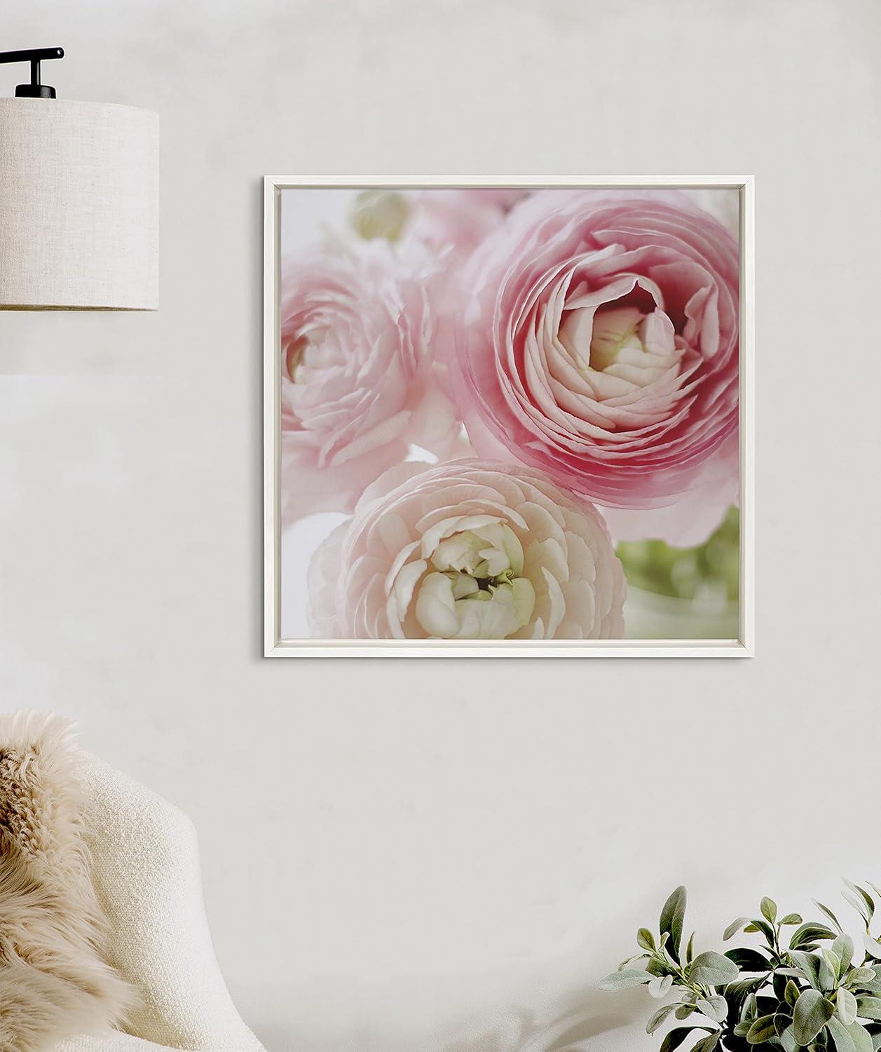 Kate and Laurel Sylvie Pink Dreams Framed Canvas by Kristy Campbell, 22x22, White