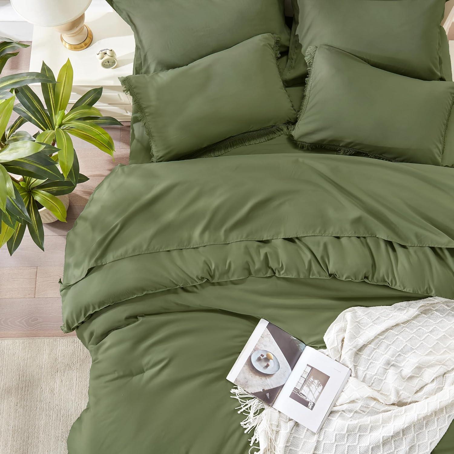 Olive Green Full Microfiber Reversible Bed in a Bag Set