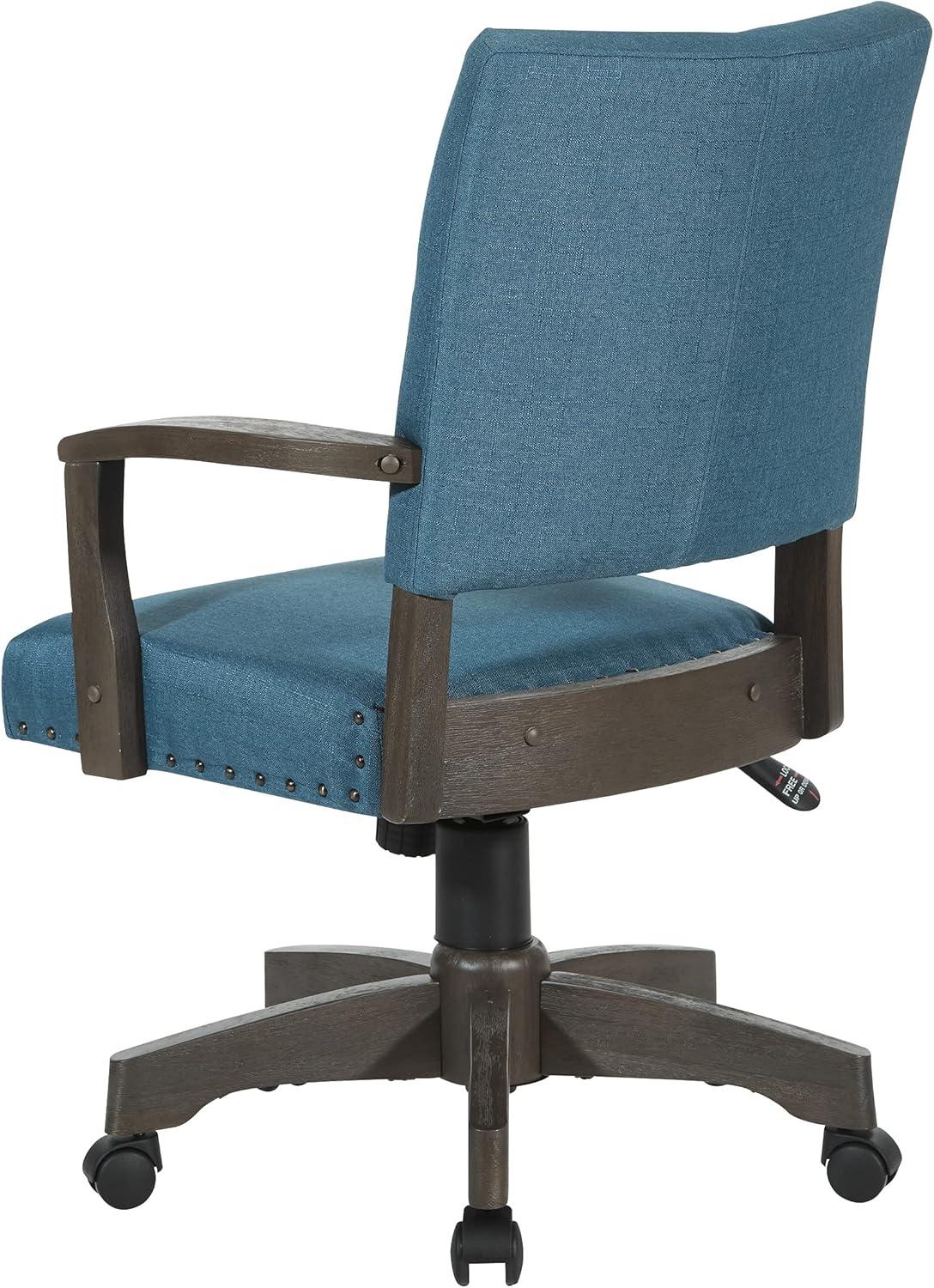 Santina Bankers Chair with Antique Gray Finish and Blue Fabric