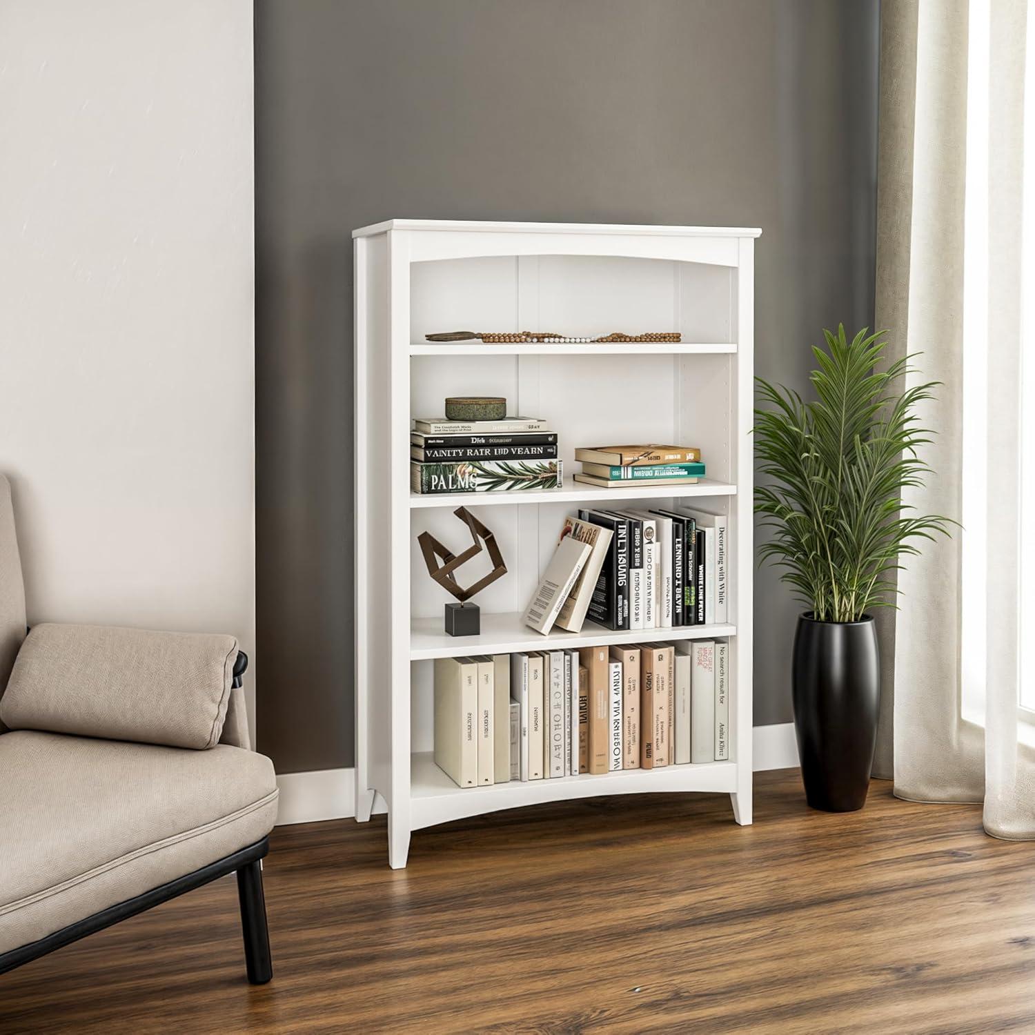Shaker Style Bookcase - 48"H - White Finish