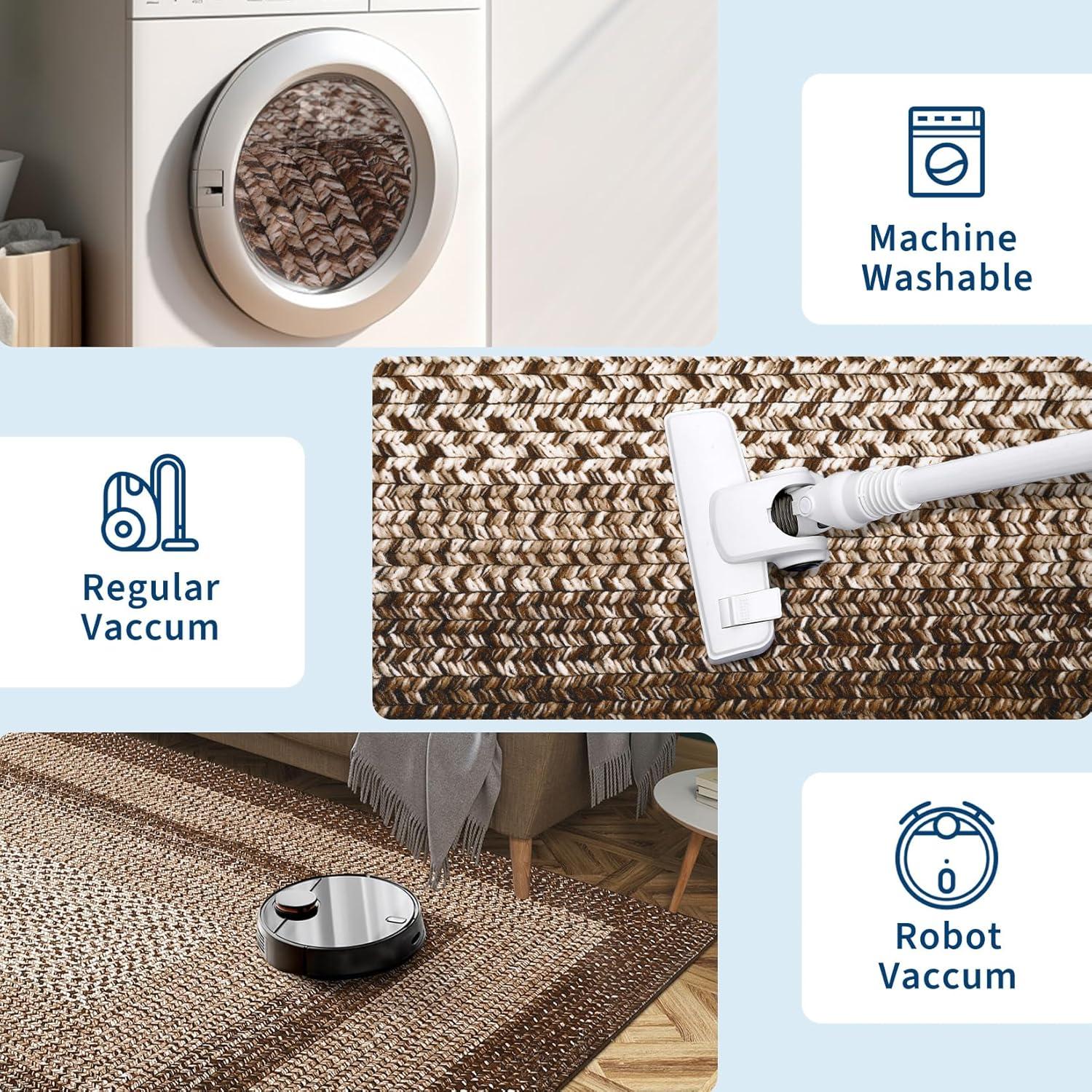 Bungalow Rose 8X10 Braided Print Area Rug Washable Rug