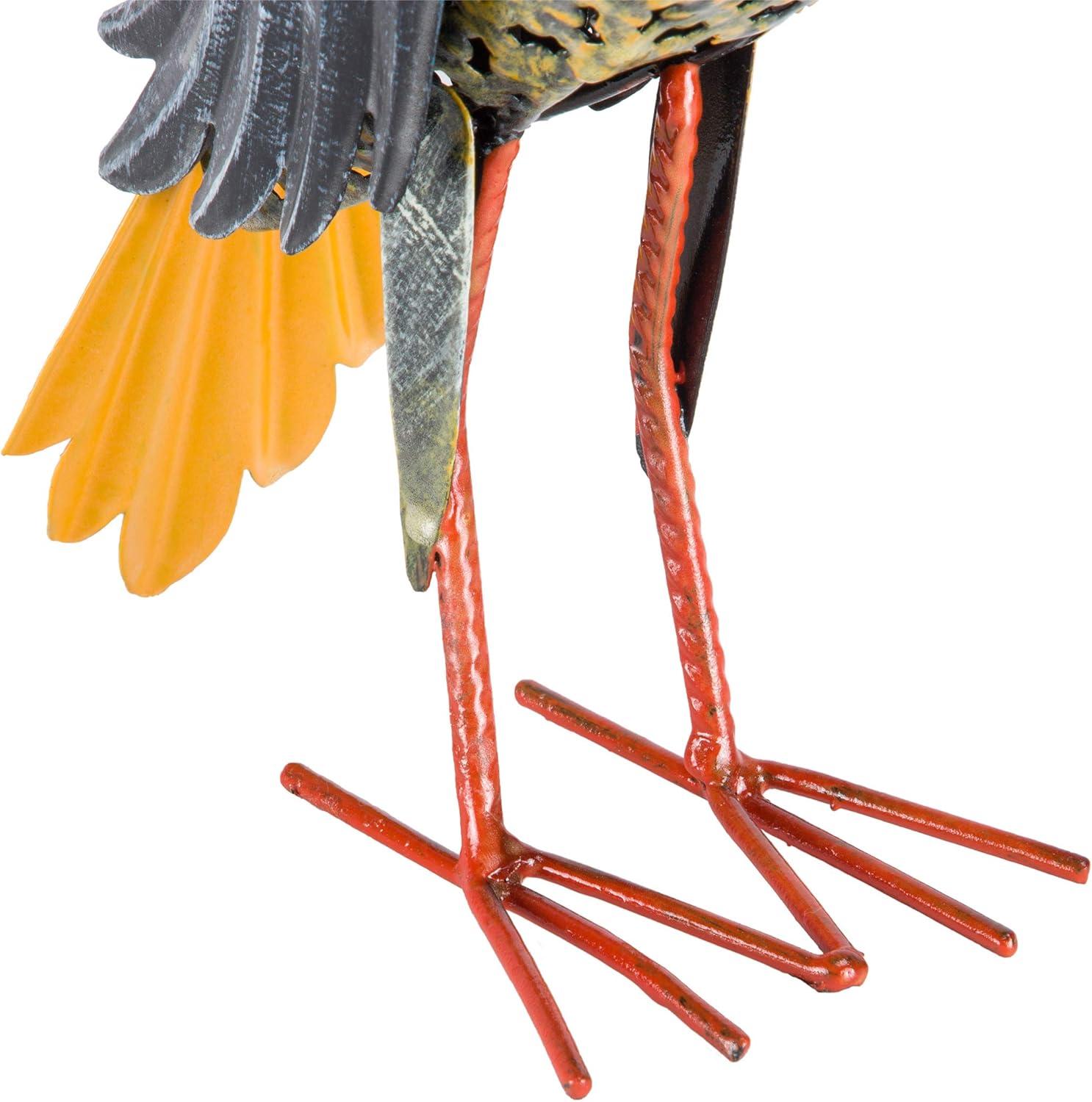 Quirky Multi-Color Metal Wide-Eyed Bird Lawn Decoration