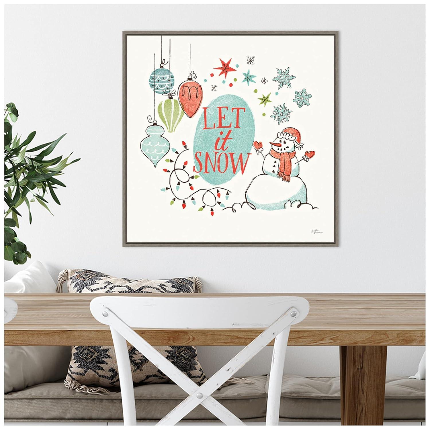 Amanti Art Retro Christmas V Framed Canvas Wall Art Print