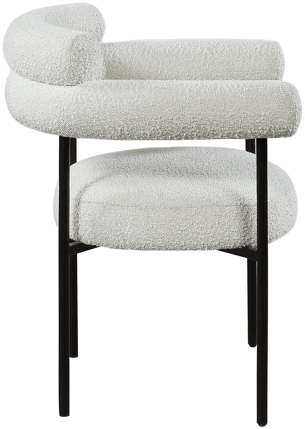 Blake Cream Boucle Fabric Arm Chair with Black Metal Frame