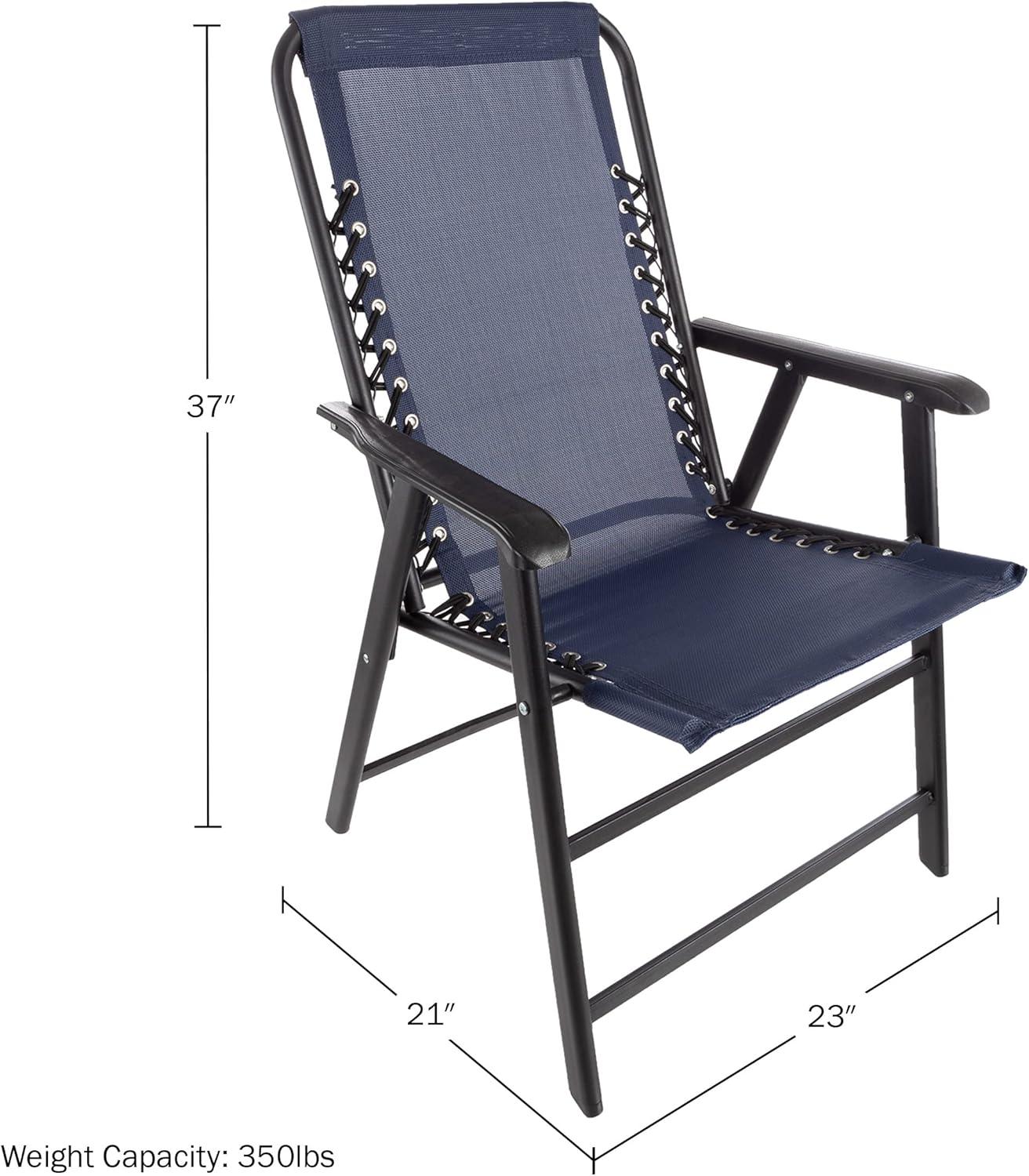 Set of 2 Folding Camping and Lawn Chair with Textilene Fabric and Bungee Suspension by Pure Garden