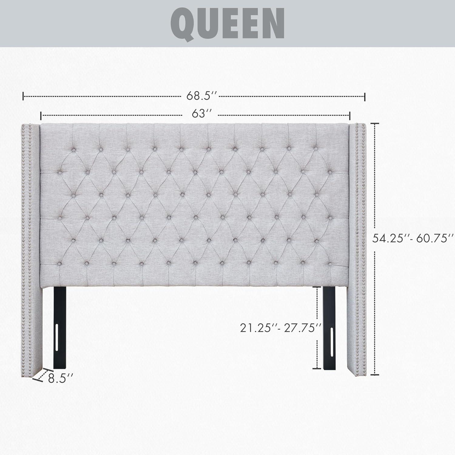 Amelia Upholstery Headboard Grey Queen