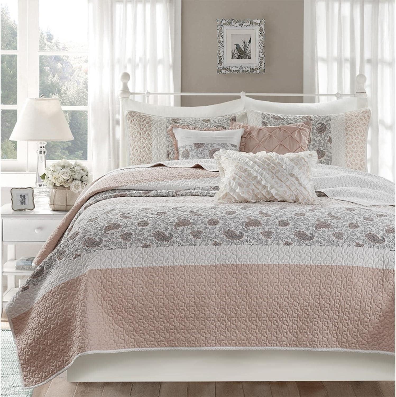 Madison Park Dawn 6 Piece Cotton Percale Quilt Set with Throw Pillows