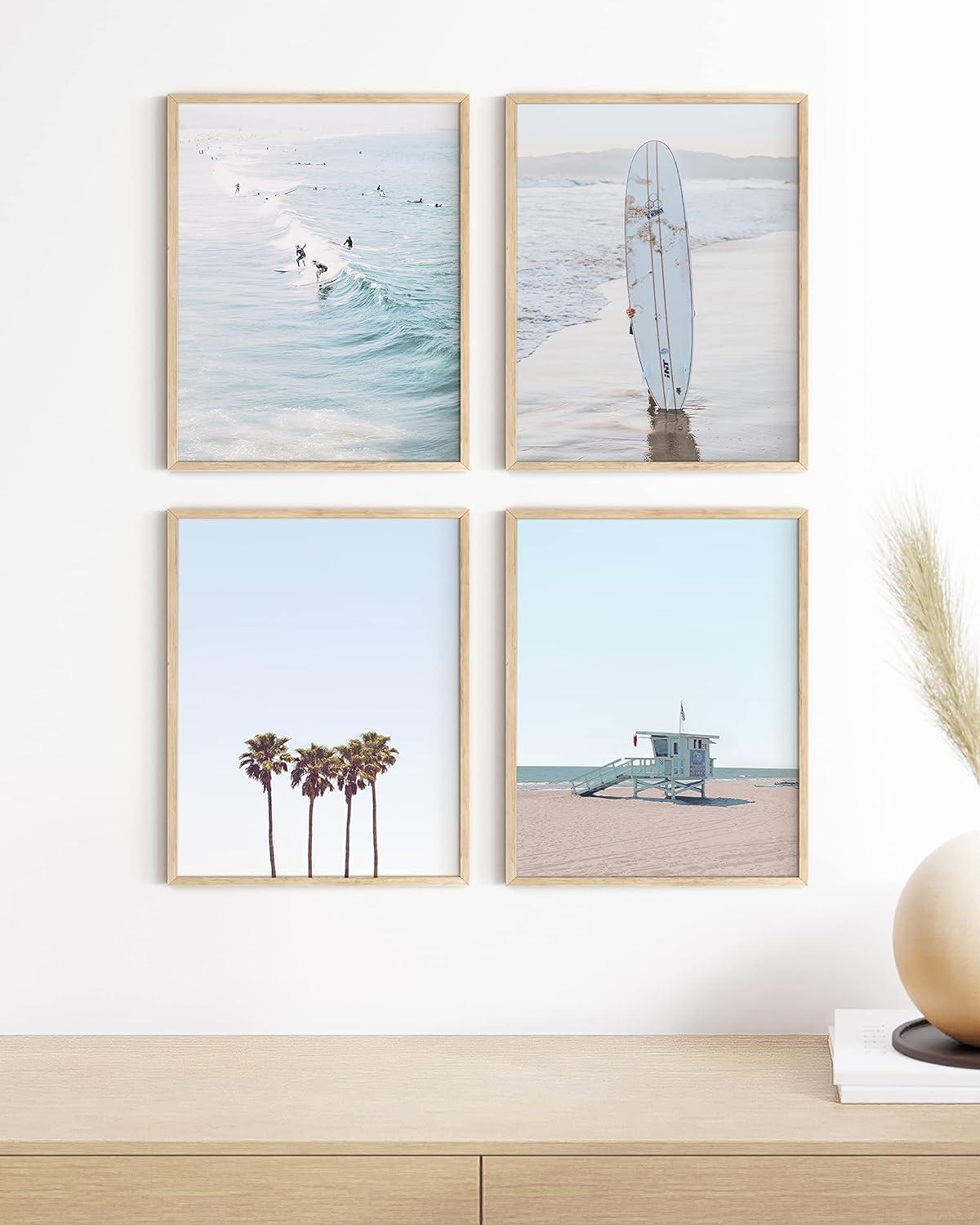 HAUS AND HUES Beach Wall Art Prints - Set of 4 Ocean Beach Decor Art Prints | Nautical Themed Beach Wall Decor and Decorations for Home Beach Art Prints Beach Decor | UNFRAMED (Blue, 11 x 14)