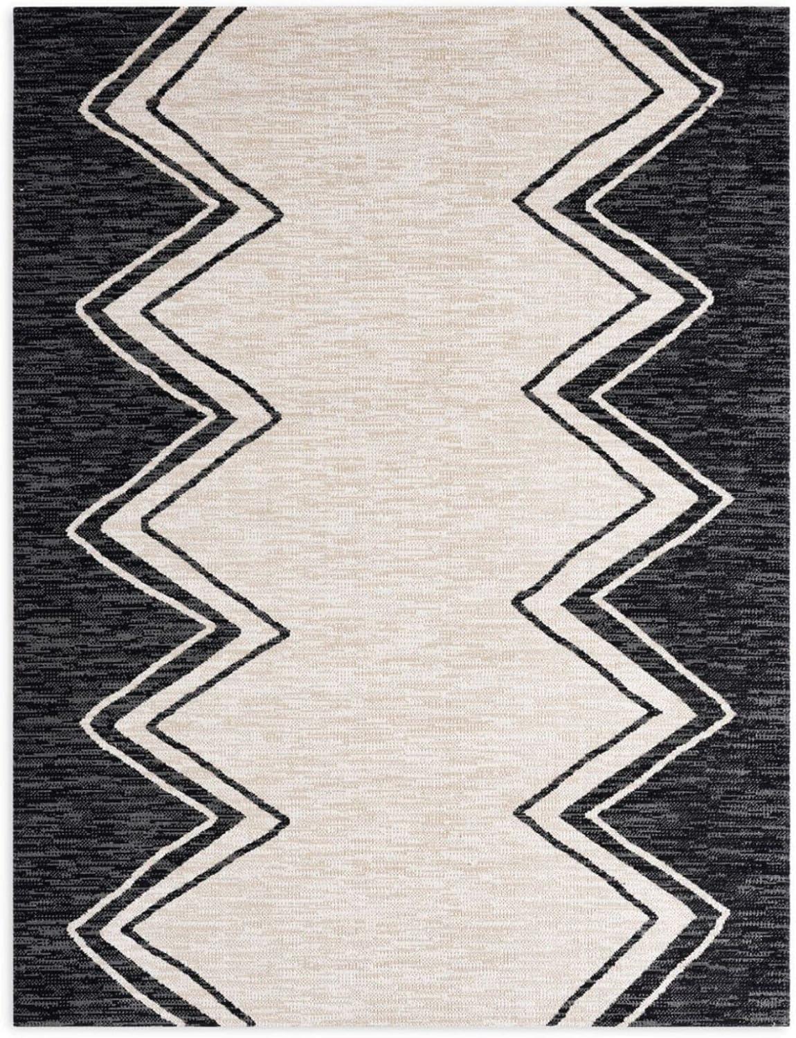 Nicole Miller New York Leon Patio Sofia Indoor/Outdoor Area Rug, Black/Ivory