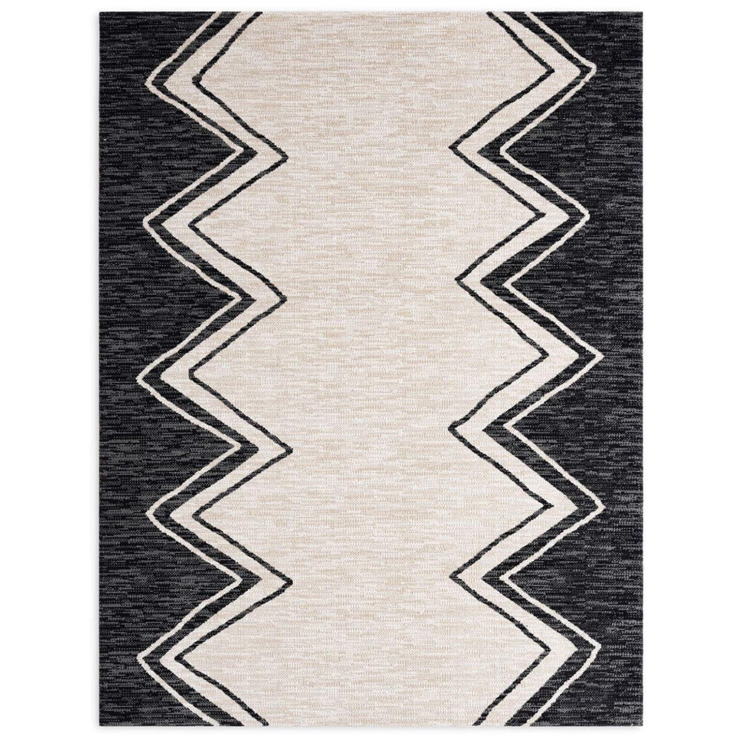 Nicole Miller New York Leon Patio Sofia Indoor/Outdoor Area Rug, Black/Ivory