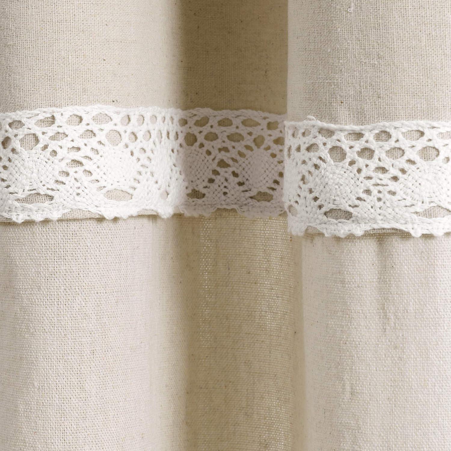 Lush Decor Linen Lace Linen Curtain Pair (Set of 2)
