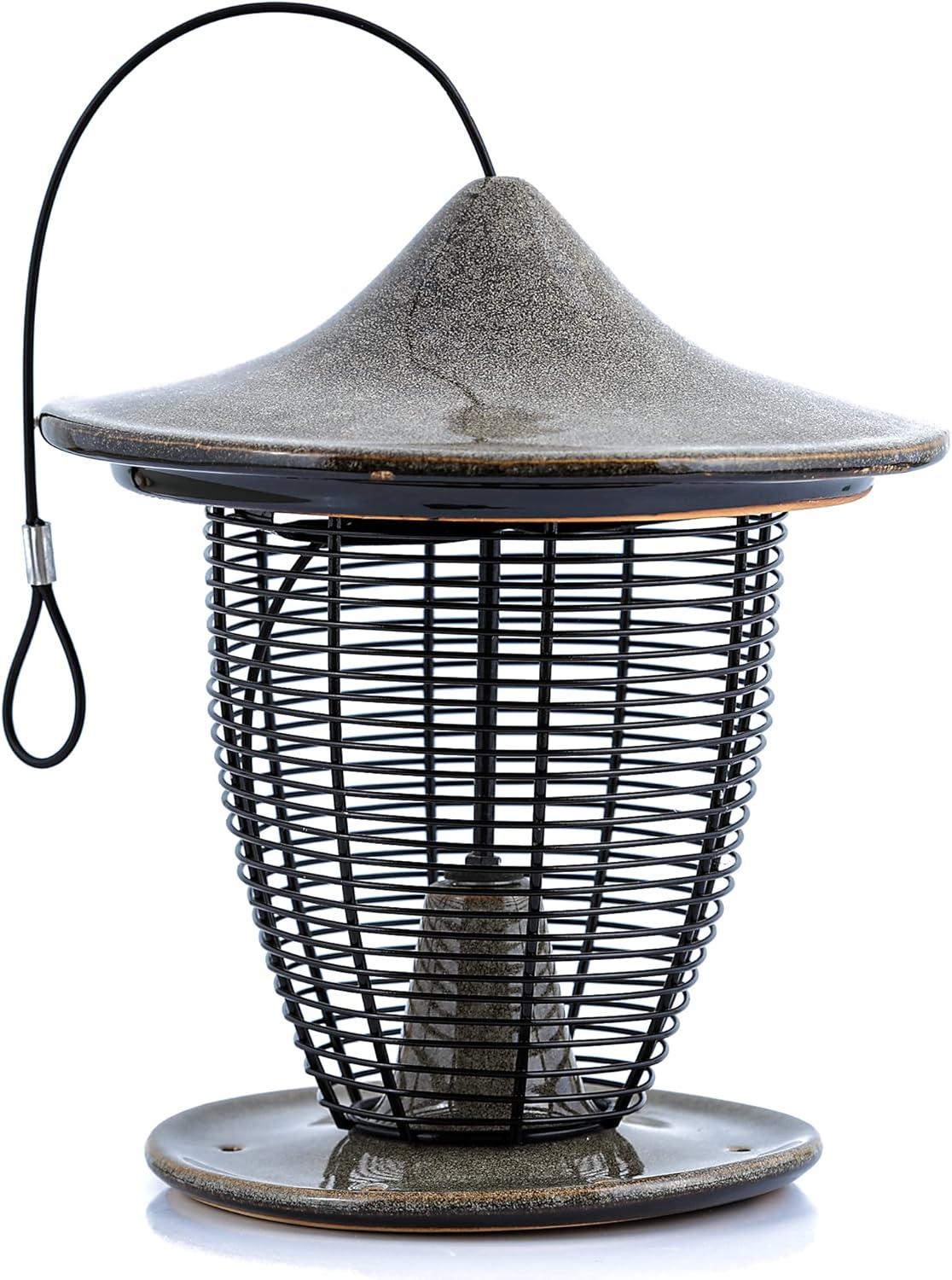 10 in. Sandy Granite Ceramic Feeder With Cage