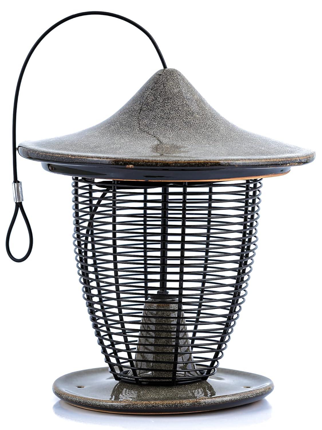 10 in. Sandy Granite Ceramic Feeder With Cage