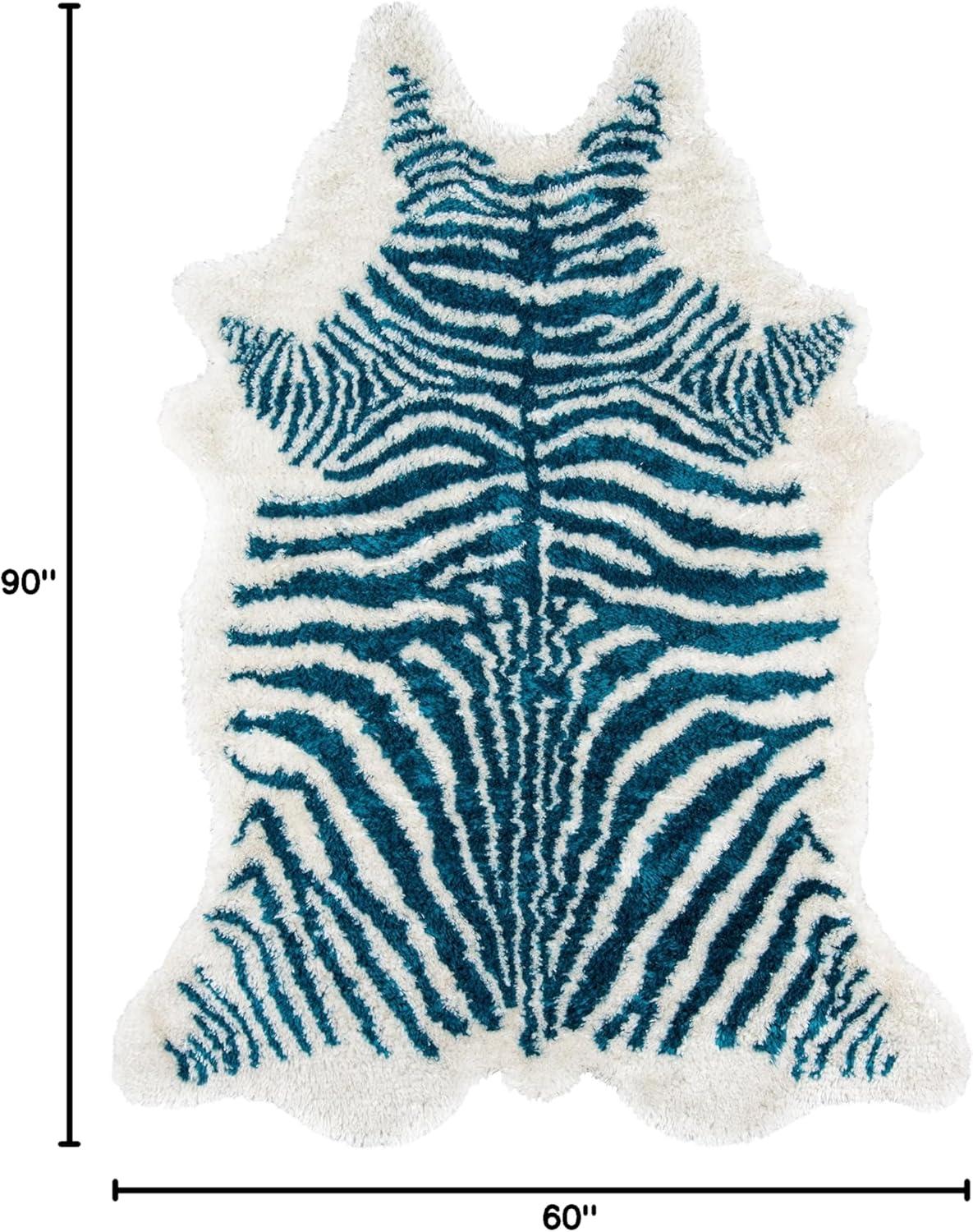 Khalhari Animal Print Handmade Tufted Turquoise/White Area Rug