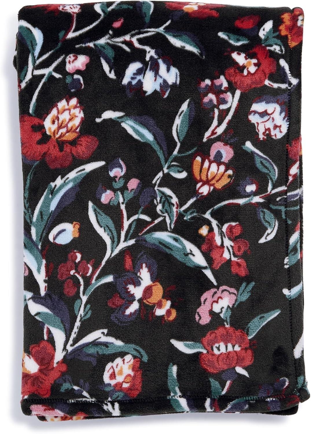 Vera Bradley Women's Fleece Plush Throw Blanket Perennials Noir