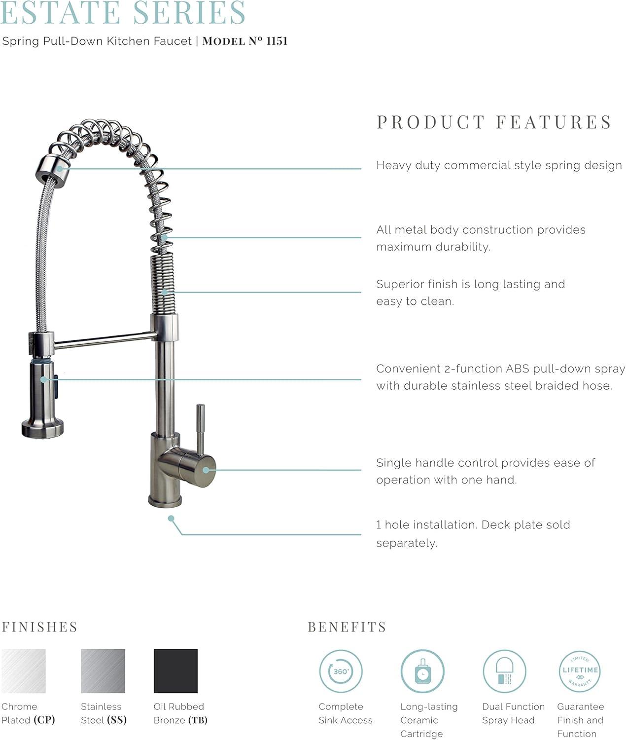 Single Handle Spring Pull Down Kitchen Faucet