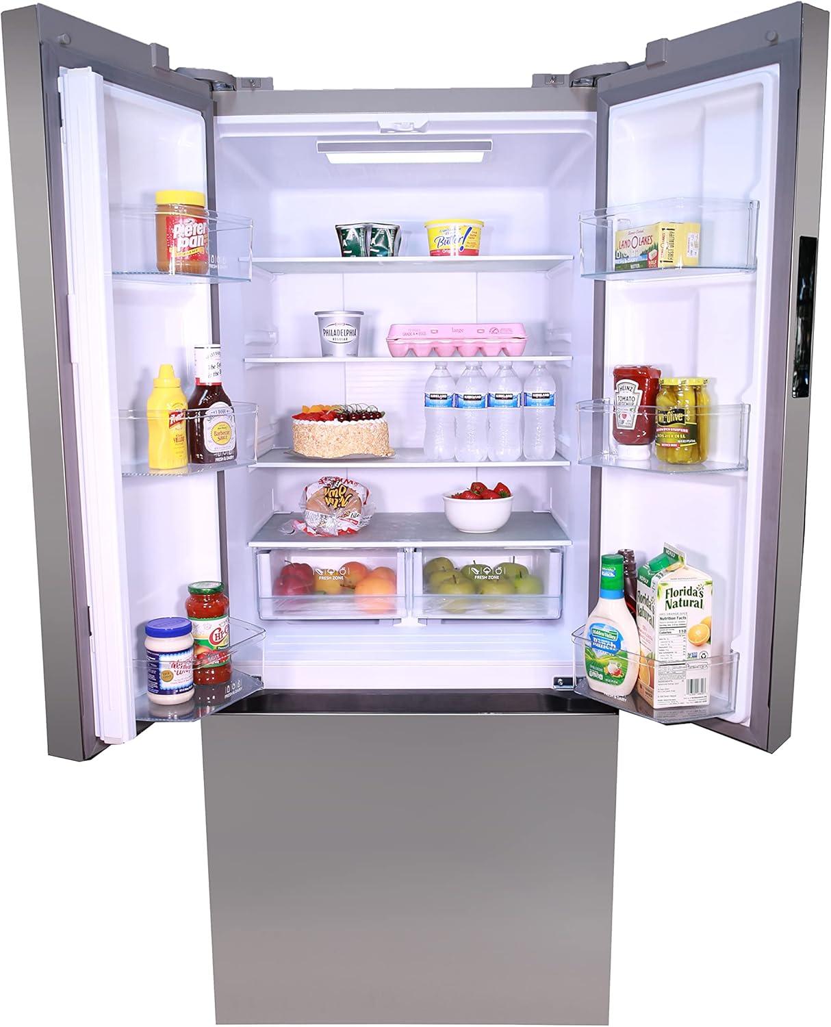 Avanti Frost Free French Door Refrigerator​, 17.5 Cu. Ft., in Stainless Steel (FFFDS175L3S)