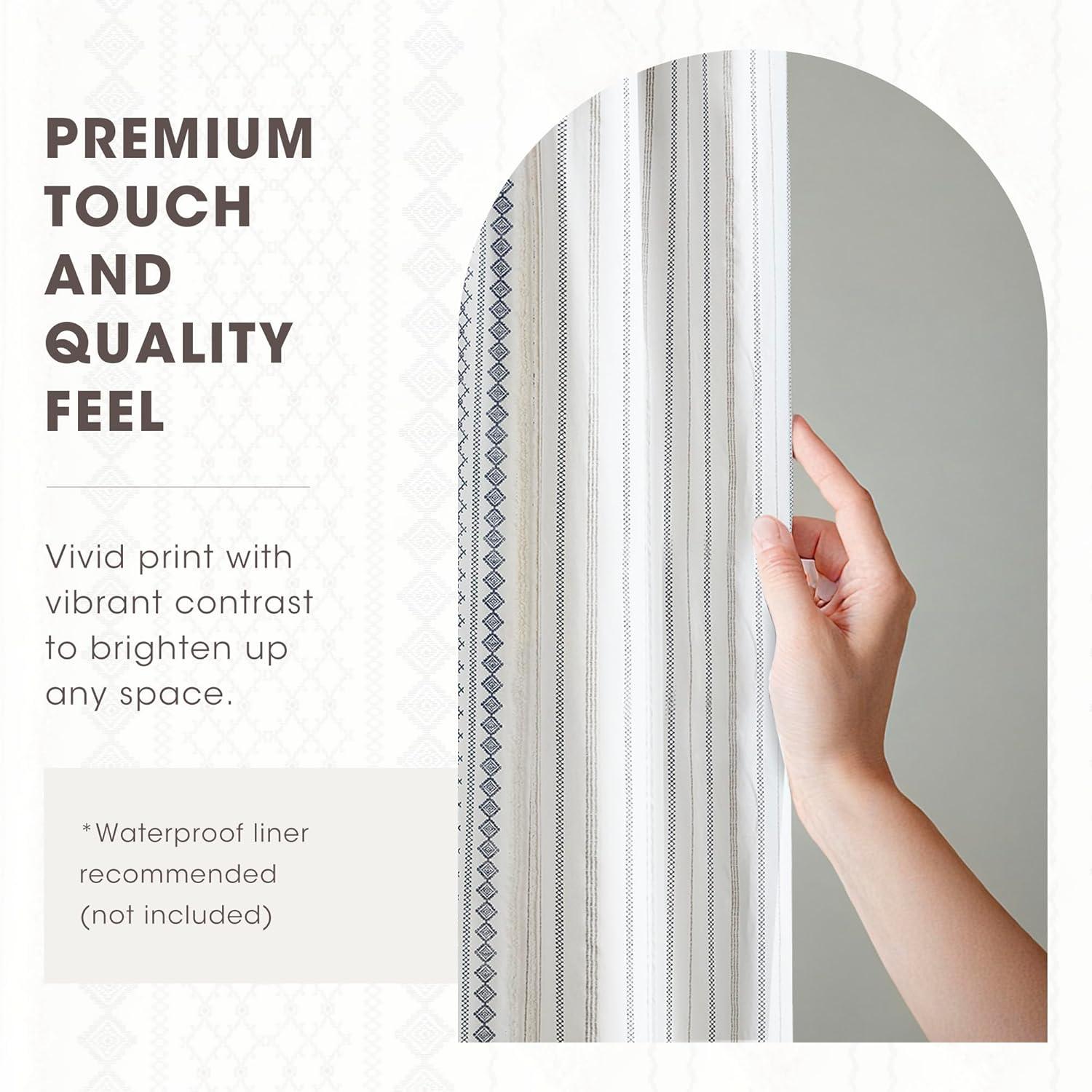 INK+IVY Imani 100% Cotton Printed Shower Curtain with Chenille