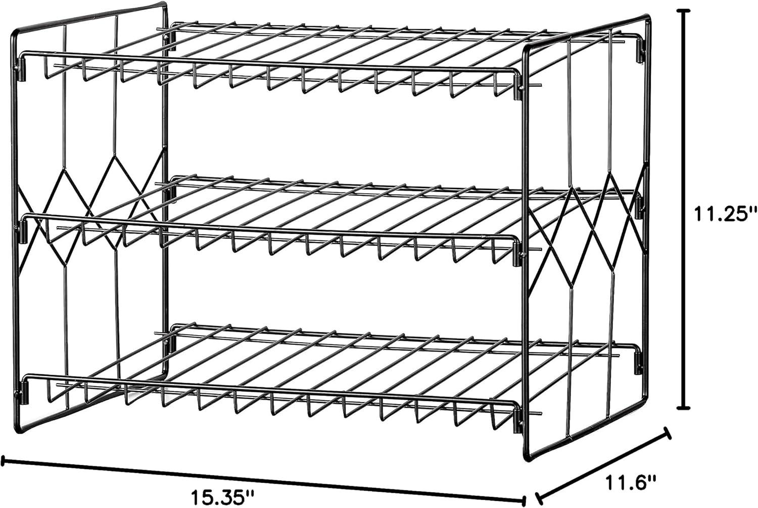 Collections Etc 3-Tier Black Finish Steel Can Storage & Organizer Rack 14.5 X 11.5 X 11