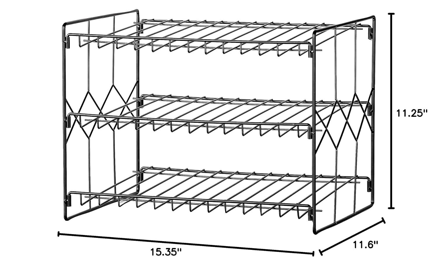 Collections Etc 3-Tier Black Finish Steel Can Storage & Organizer Rack 14.5 X 11.5 X 11