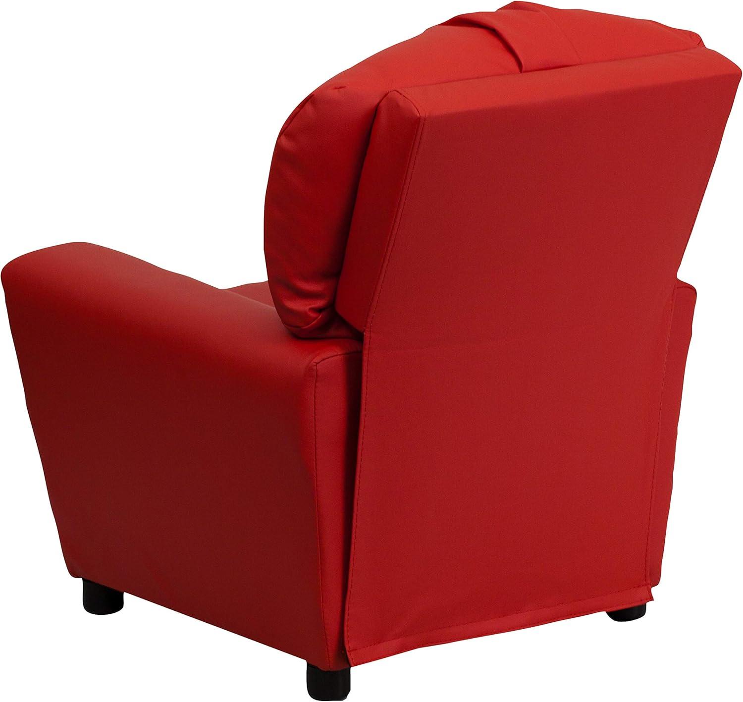 Flash Furniture Chandler Contemporary Red Vinyl Kids Recliner with Cup Holder