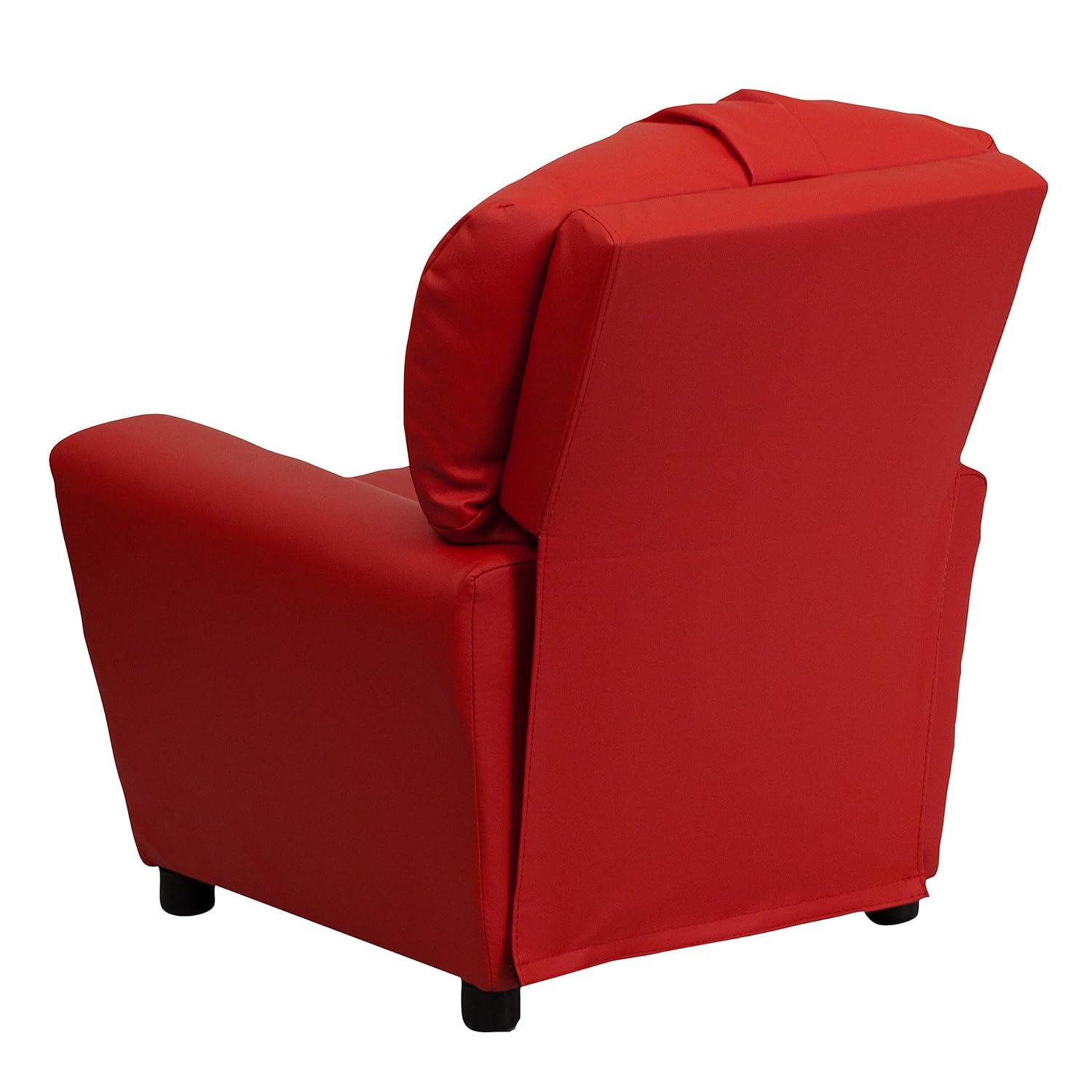 Flash Furniture Chandler Contemporary Red Vinyl Kids Recliner with Cup Holder