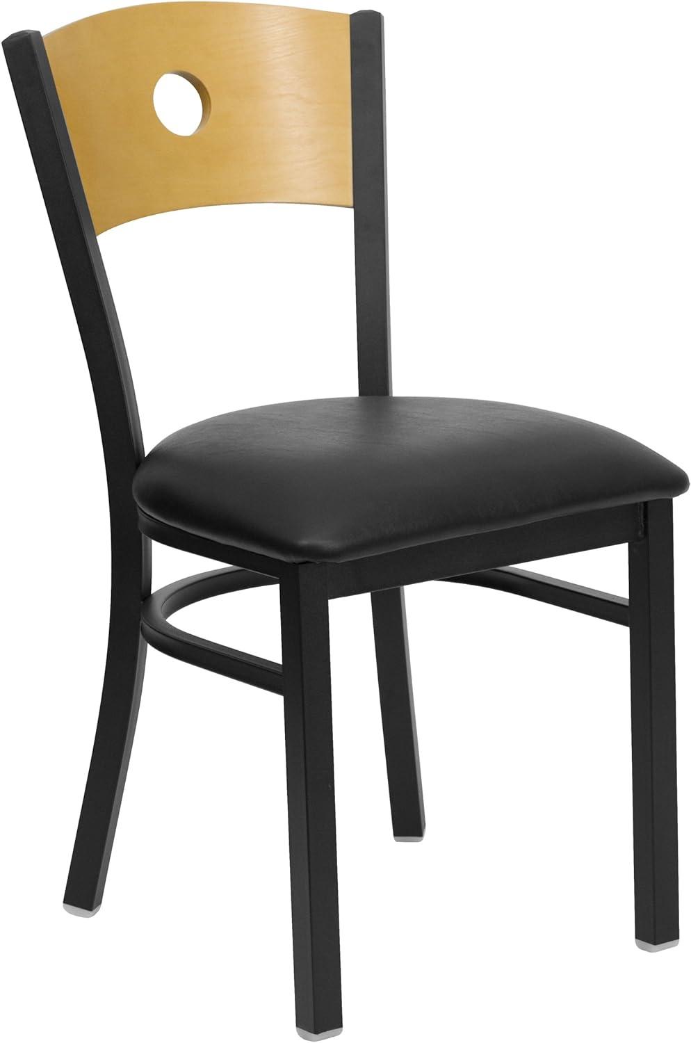 Black Circle Back Steel Frame Side Chair with Vinyl Seat