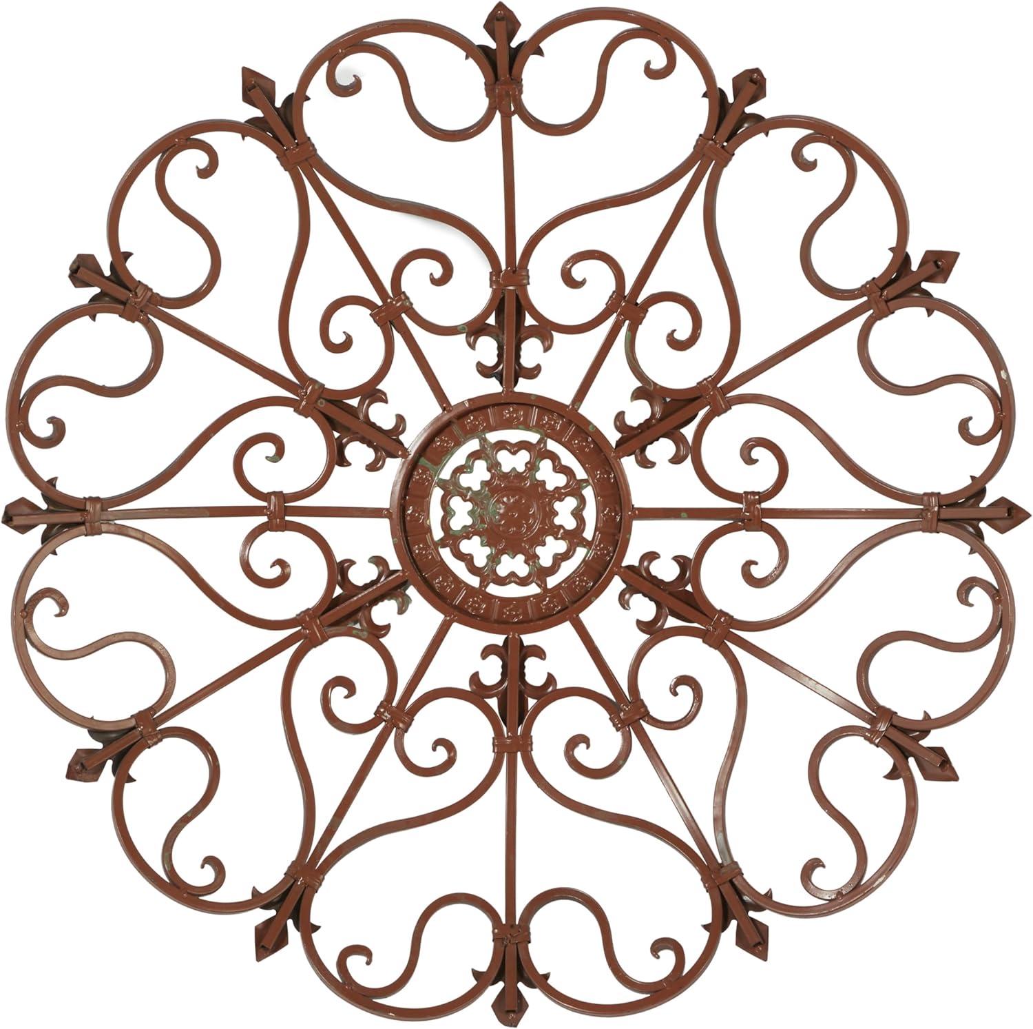 DecMode Brown Metal Scroll Wall Decor