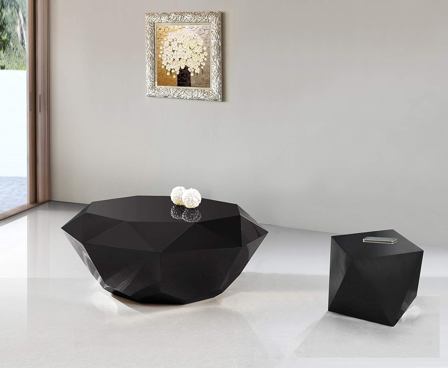 Gemma Matte Black Diamond Shaped Steel Accent Table