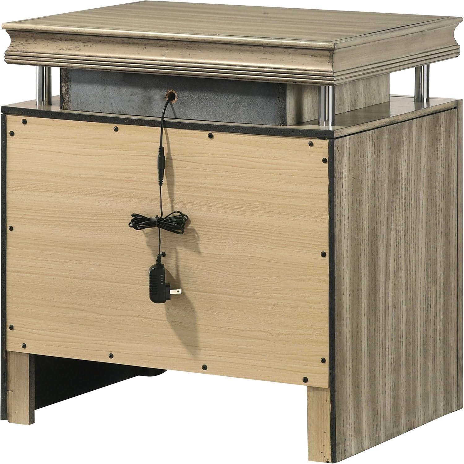 Coaster Home Furnishings Giselle 3-Drawer Nightstand Bedside Table with LED Rustic Beige